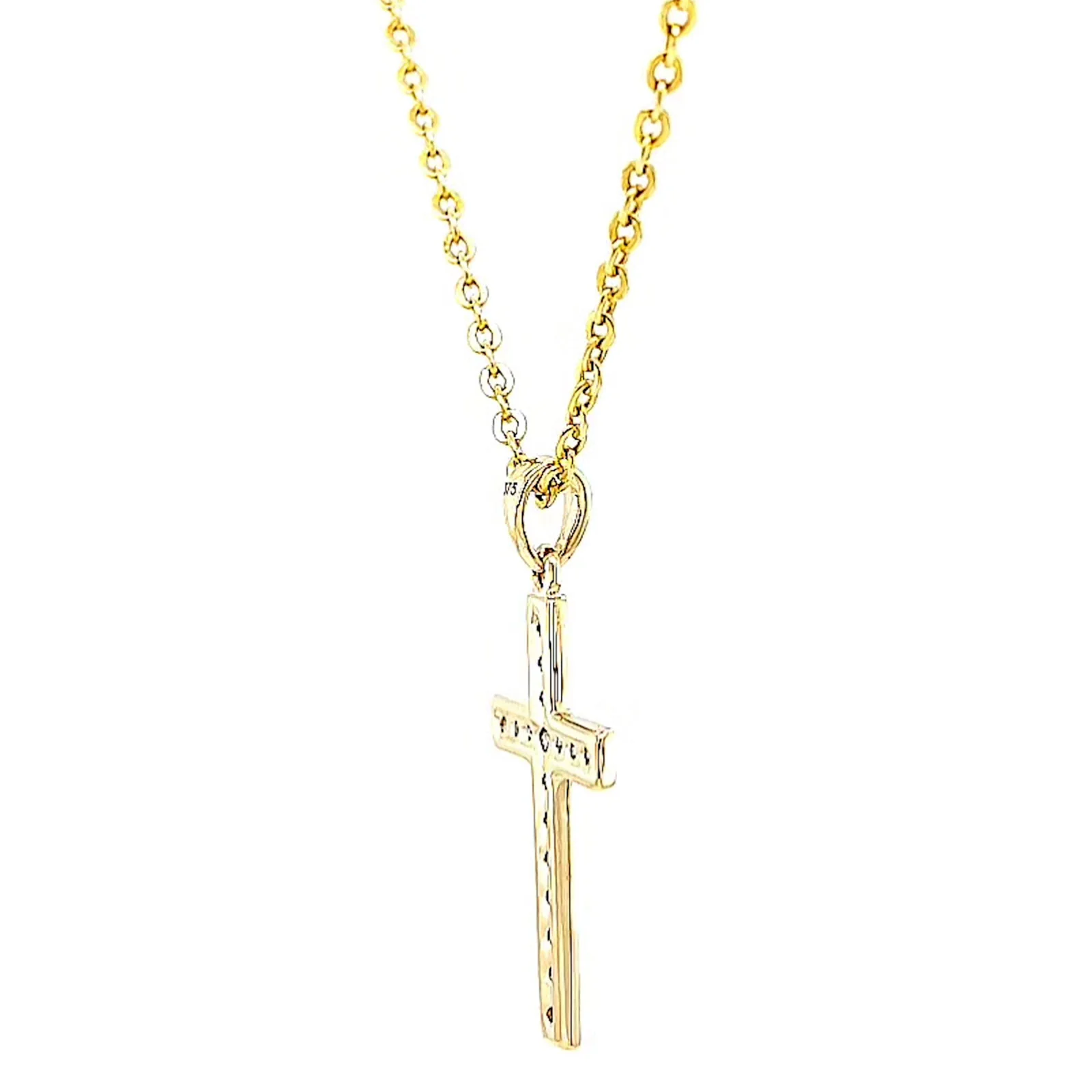 9ct Yellow Gold 0.10 Carat tw of Diamonds Cross Pendant - Image 52