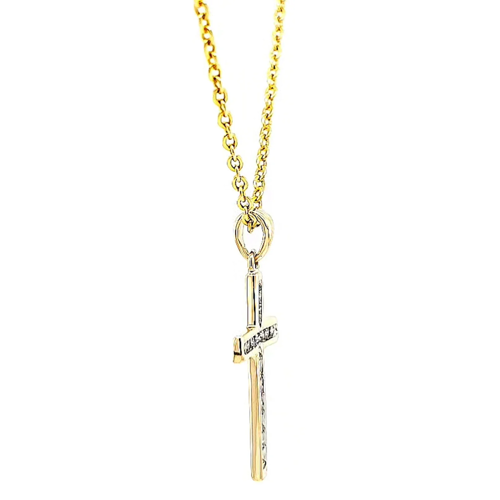 9ct Yellow Gold 0.10 Carat tw of Diamonds Cross Pendant - Image 60