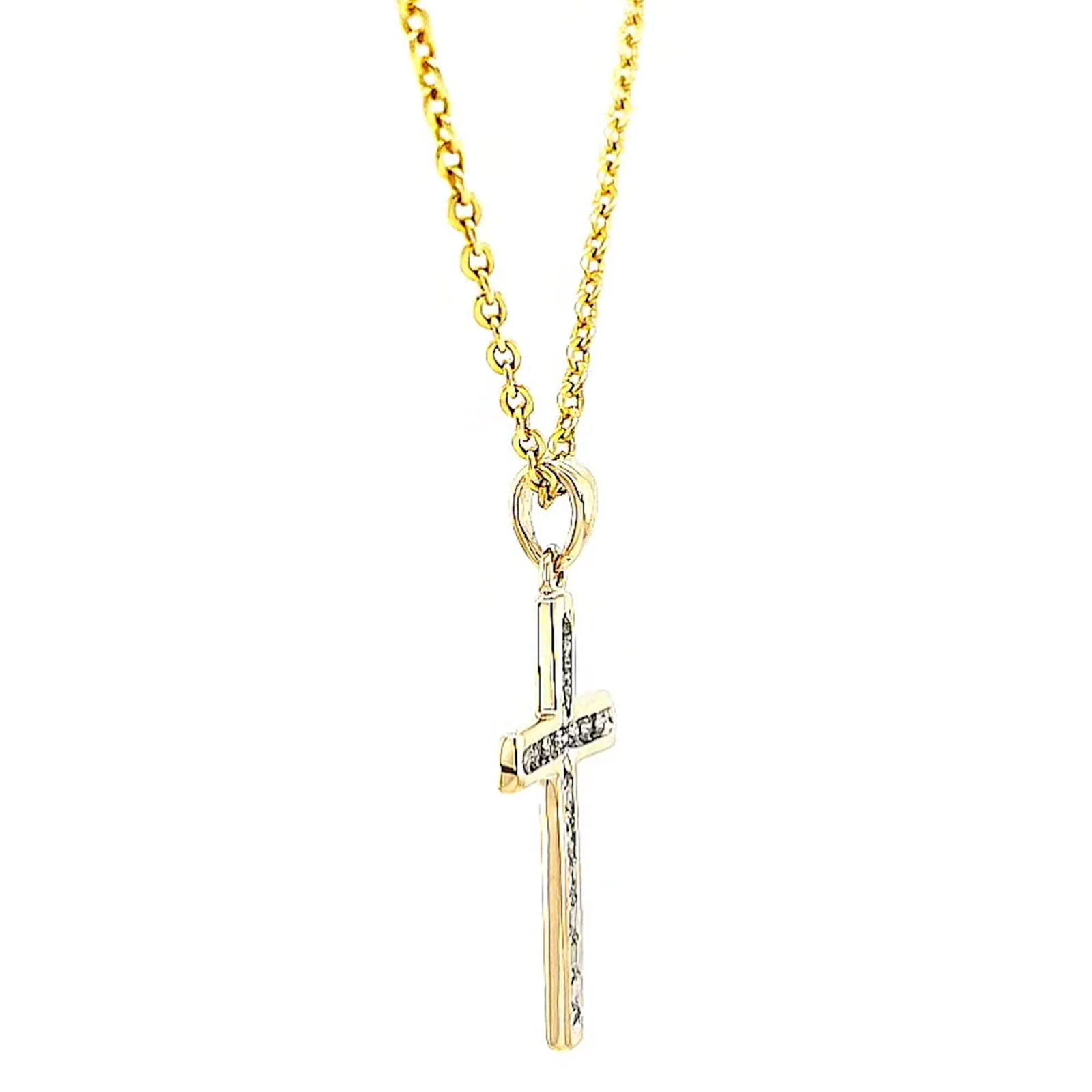 9ct Yellow Gold 0.10 Carat tw of Diamonds Cross Pendant - Image 61