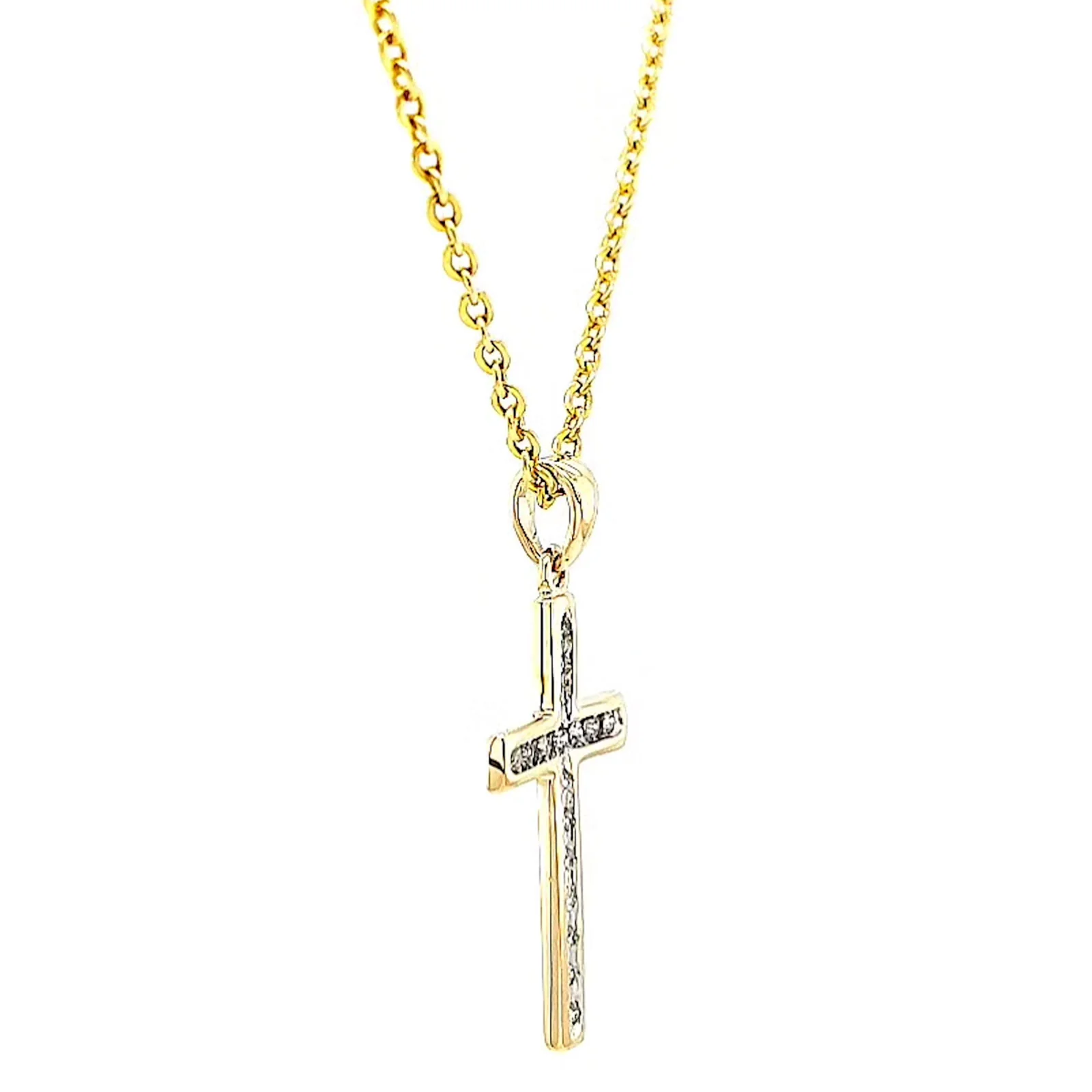9ct Yellow Gold 0.10 Carat tw of Diamonds Cross Pendant - Image 62