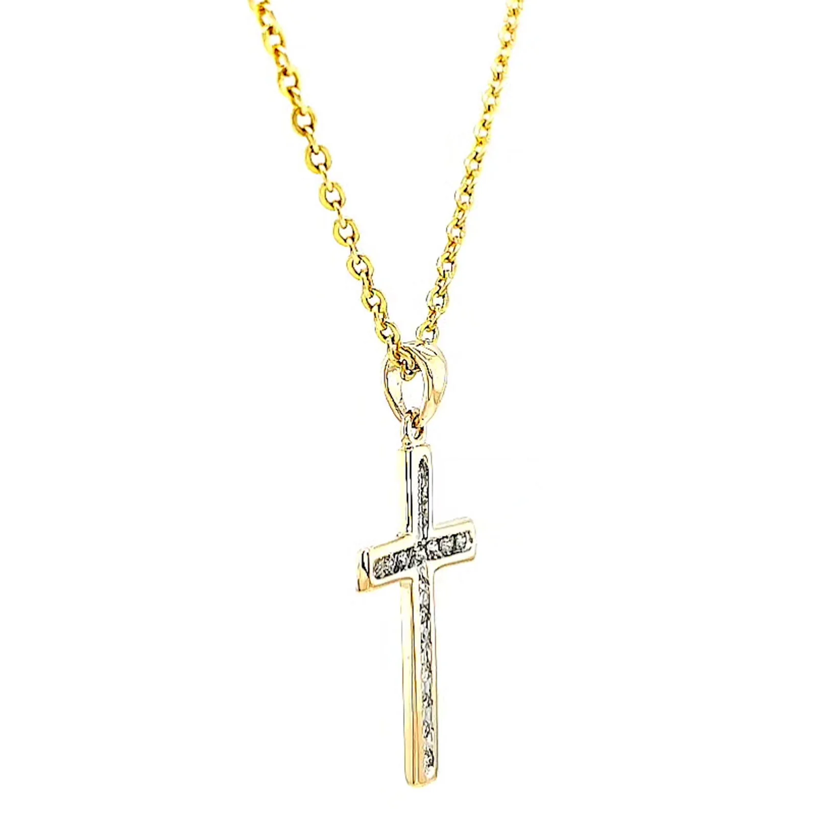 9ct Yellow Gold 0.10 Carat tw of Diamonds Cross Pendant - Image 63
