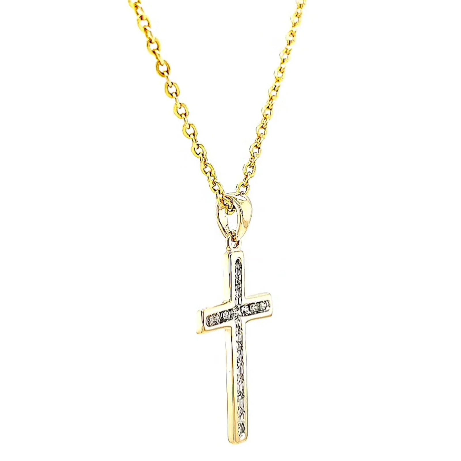 9ct Yellow Gold 0.10 Carat tw of Diamonds Cross Pendant - Image 64