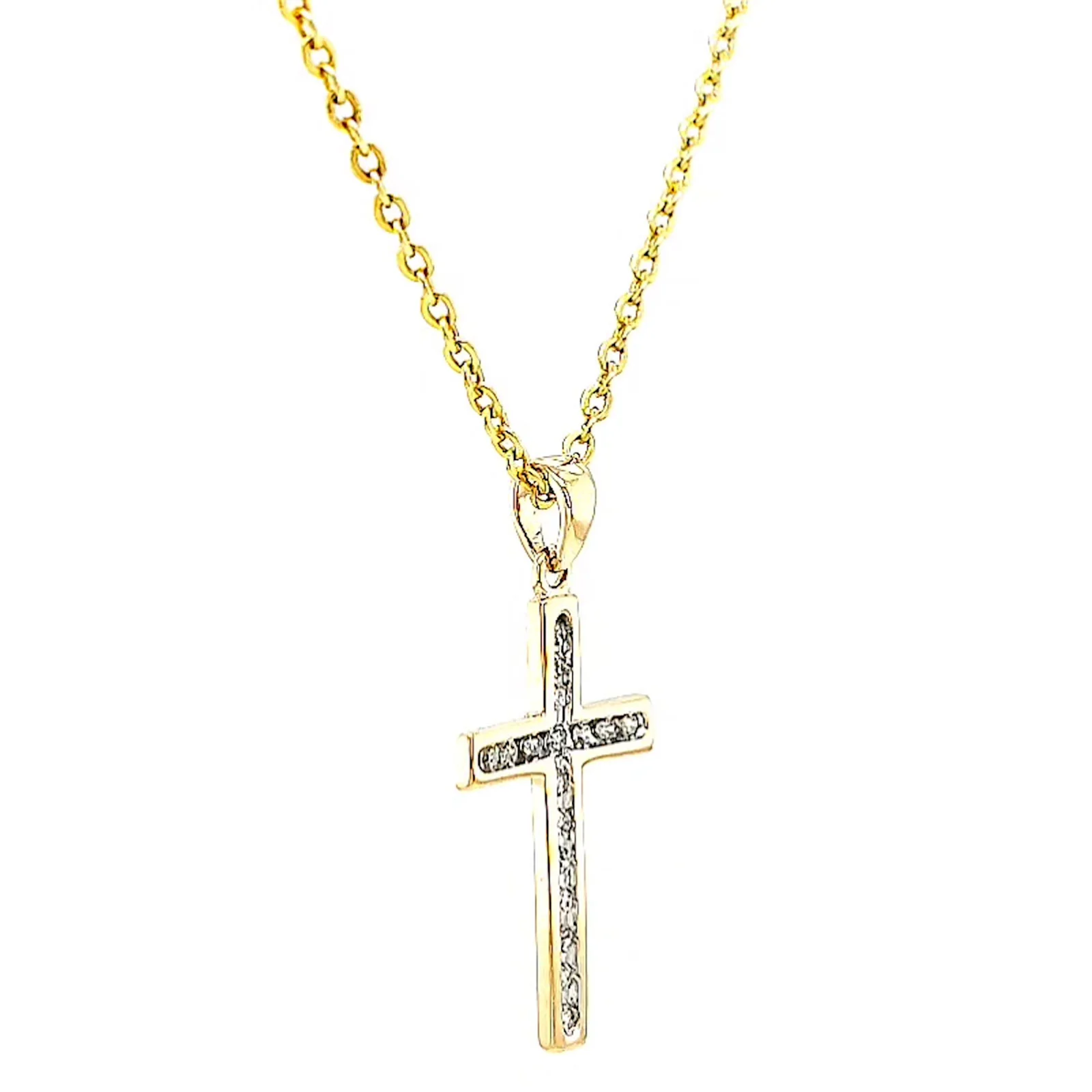 9ct Yellow Gold 0.10 Carat tw of Diamonds Cross Pendant - Image 65