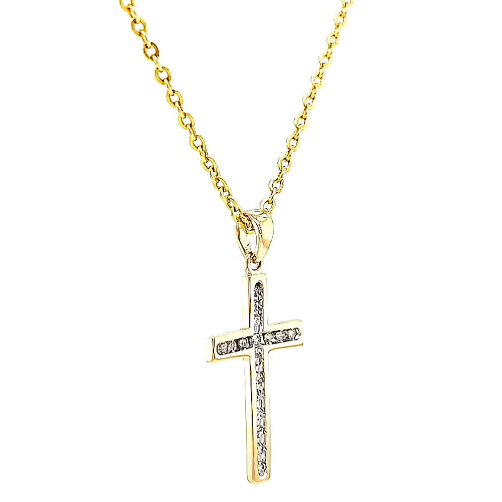 9ct Yellow Gold 0.10 Carat tw of Diamonds Cross Pendant - Image 66