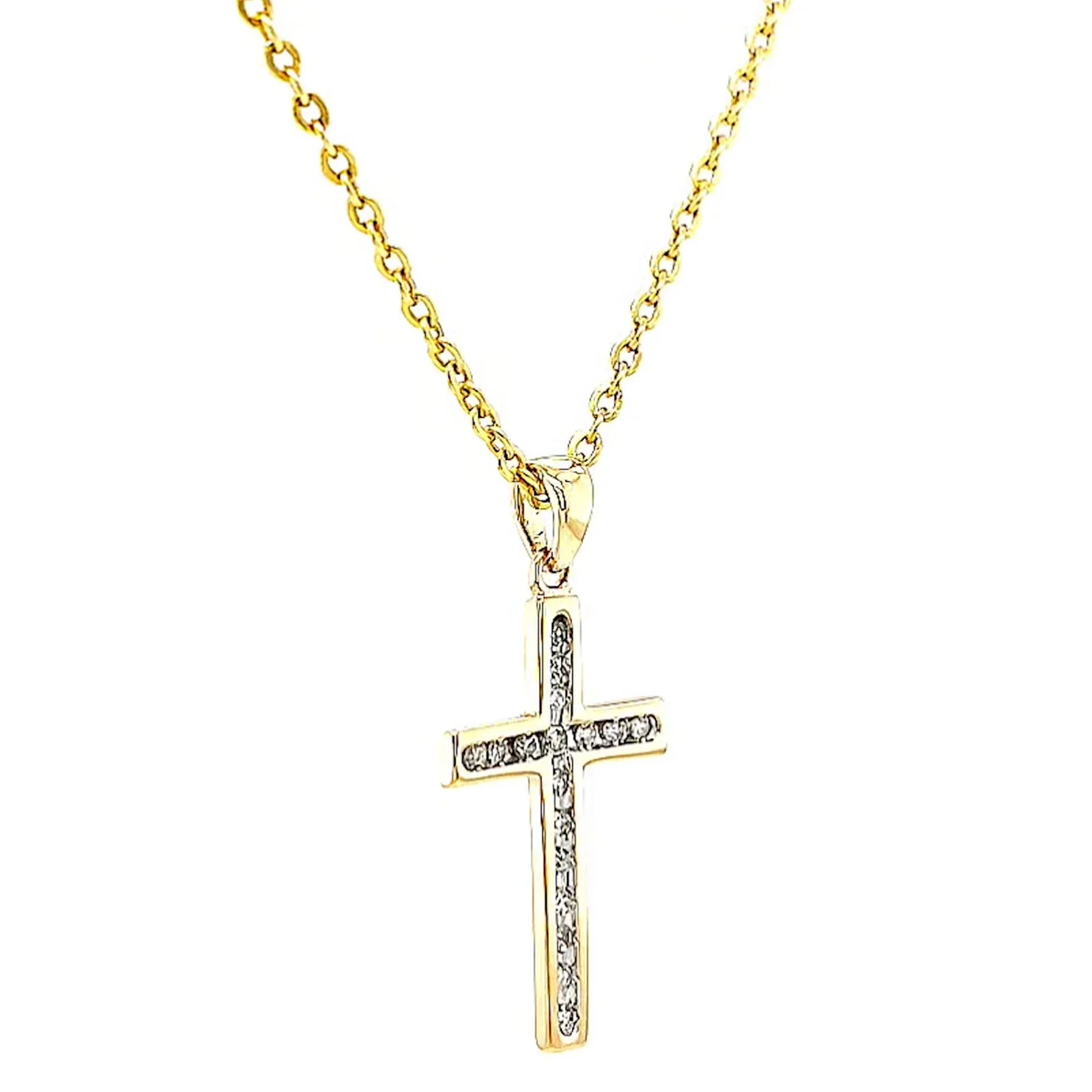 9ct Yellow Gold 0.10 Carat tw of Diamonds Cross Pendant - Image 67