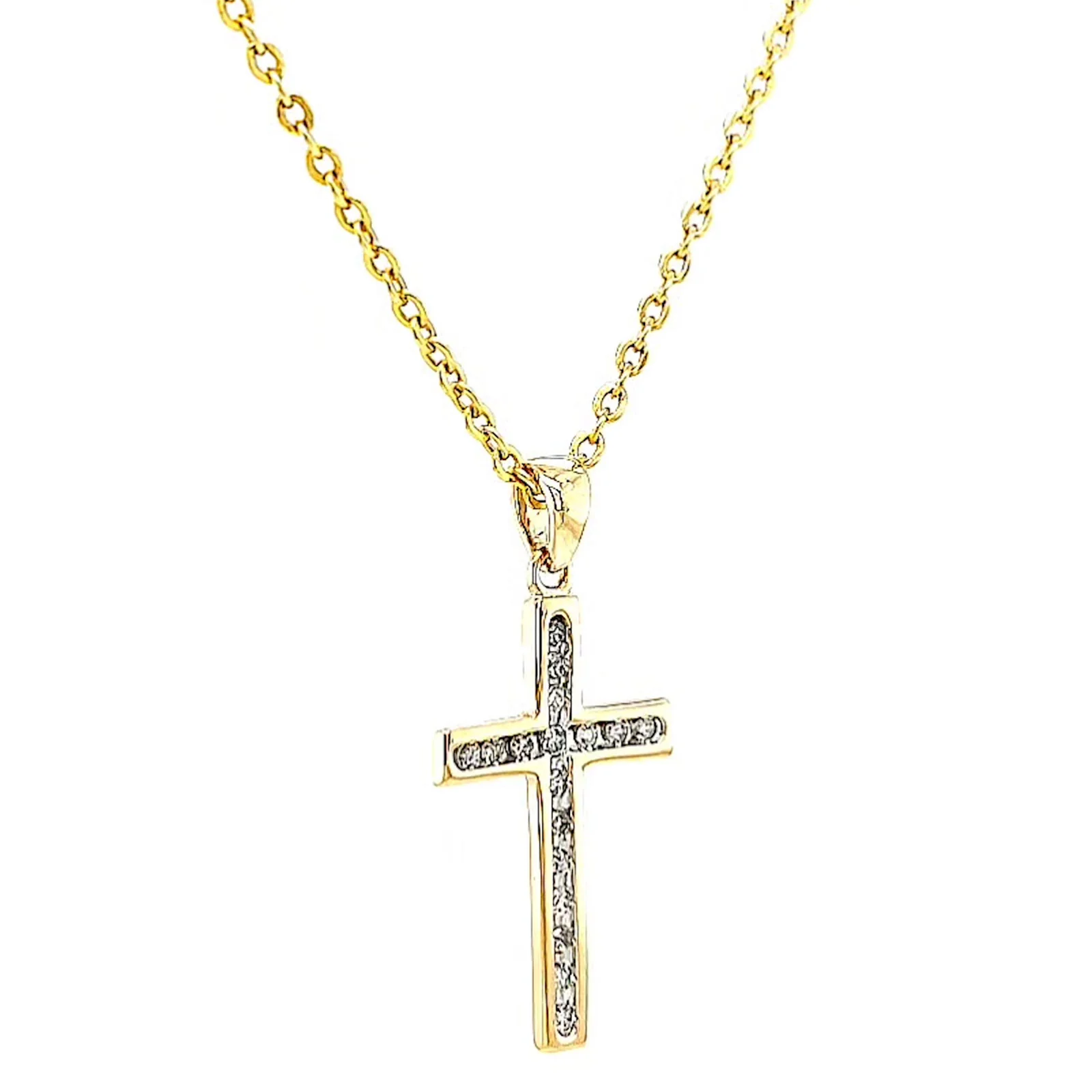 9ct Yellow Gold 0.10 Carat tw of Diamonds Cross Pendant - Image 68