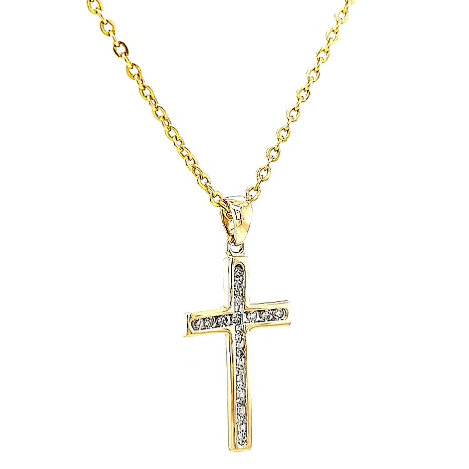 9ct Yellow Gold 0.10 Carat tw of Diamonds Cross Pendant - Image 69
