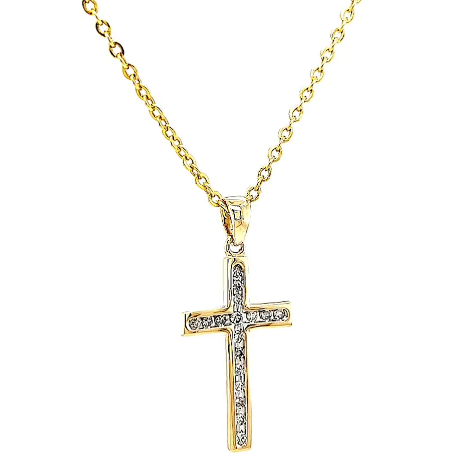 9ct Yellow Gold 0.10 Carat tw of Diamonds Cross Pendant - Image 70