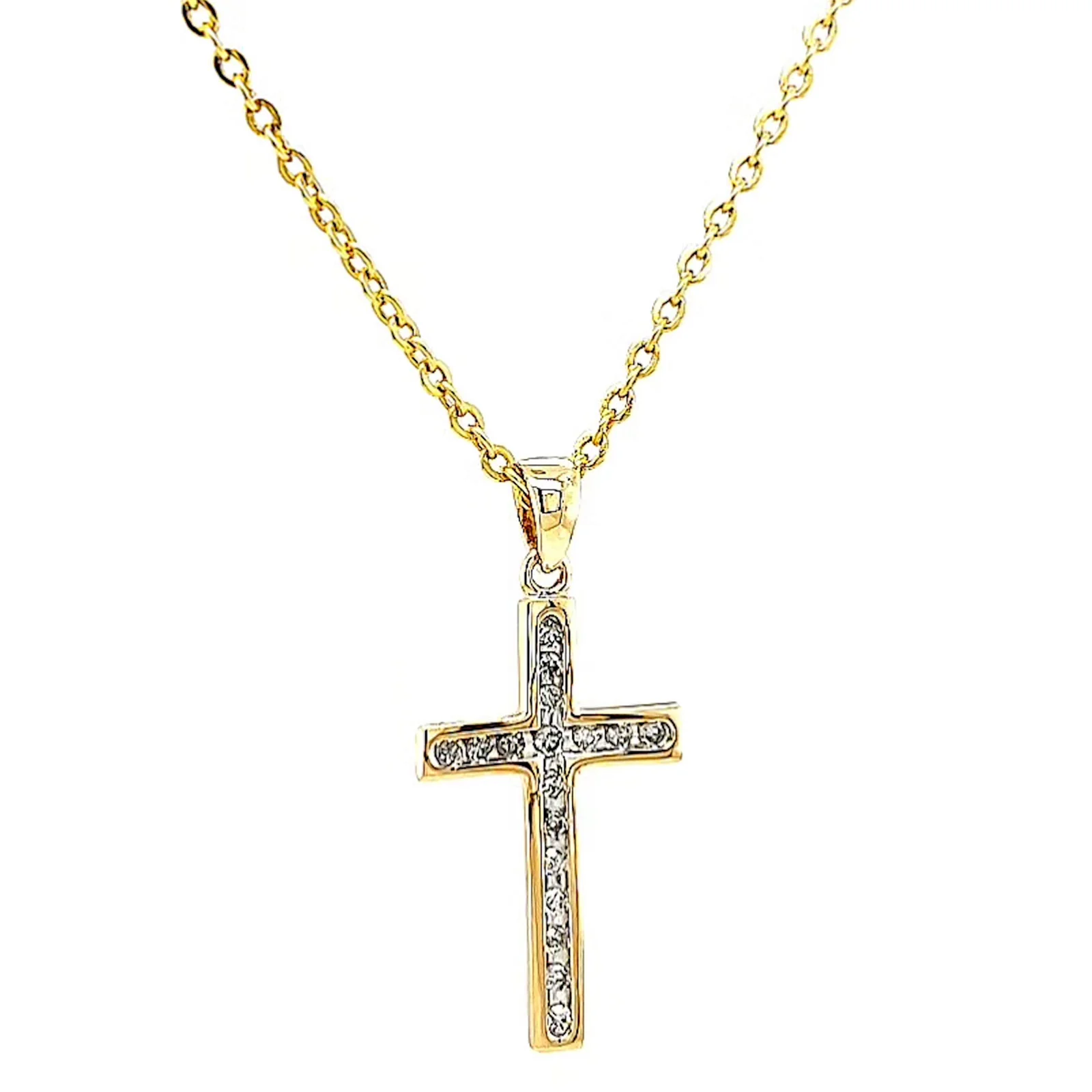 9ct Yellow Gold 0.10 Carat tw of Diamonds Cross Pendant - Image 71