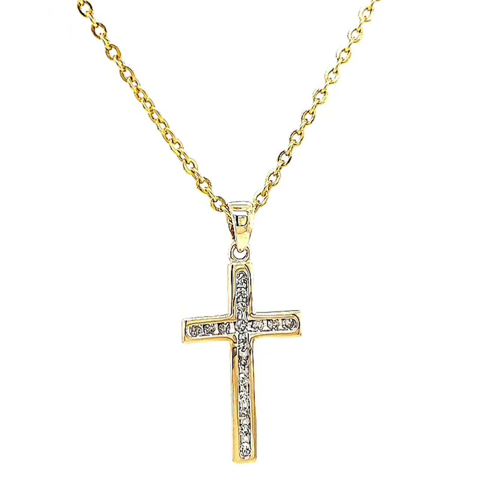 9ct Yellow Gold 0.10 Carat tw of Diamonds Cross Pendant - Image 72