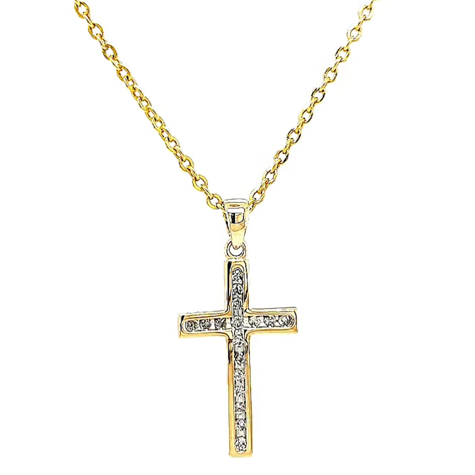 9ct Yellow Gold 0.10 Carat tw of Diamonds Cross Pendant - Image 73