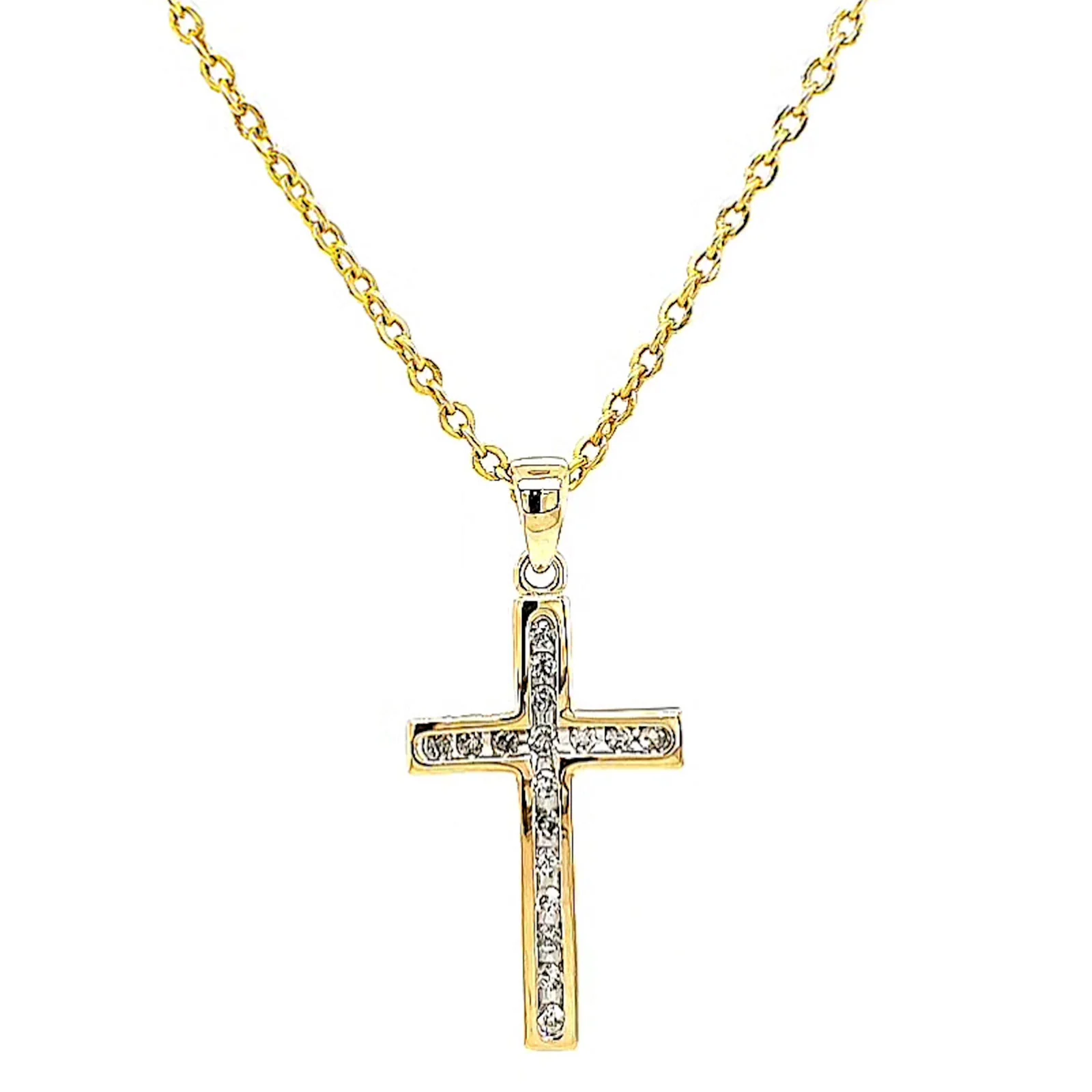 9ct Yellow Gold 0.10 Carat tw of Diamonds Cross Pendant - Image 74