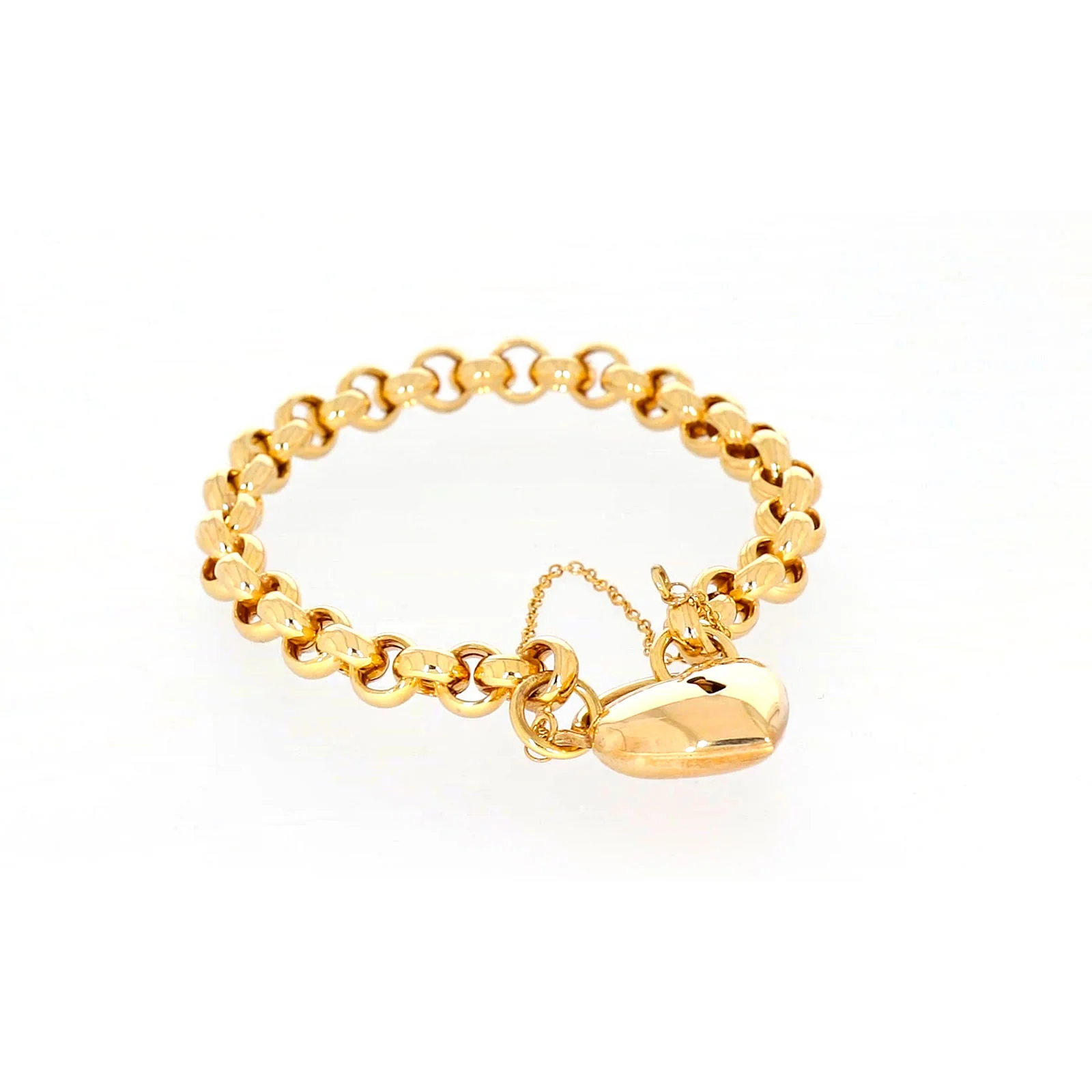 9ct Yellow Gold Silver Filled 20cm Round Belcher Heart Padlock - Image 70