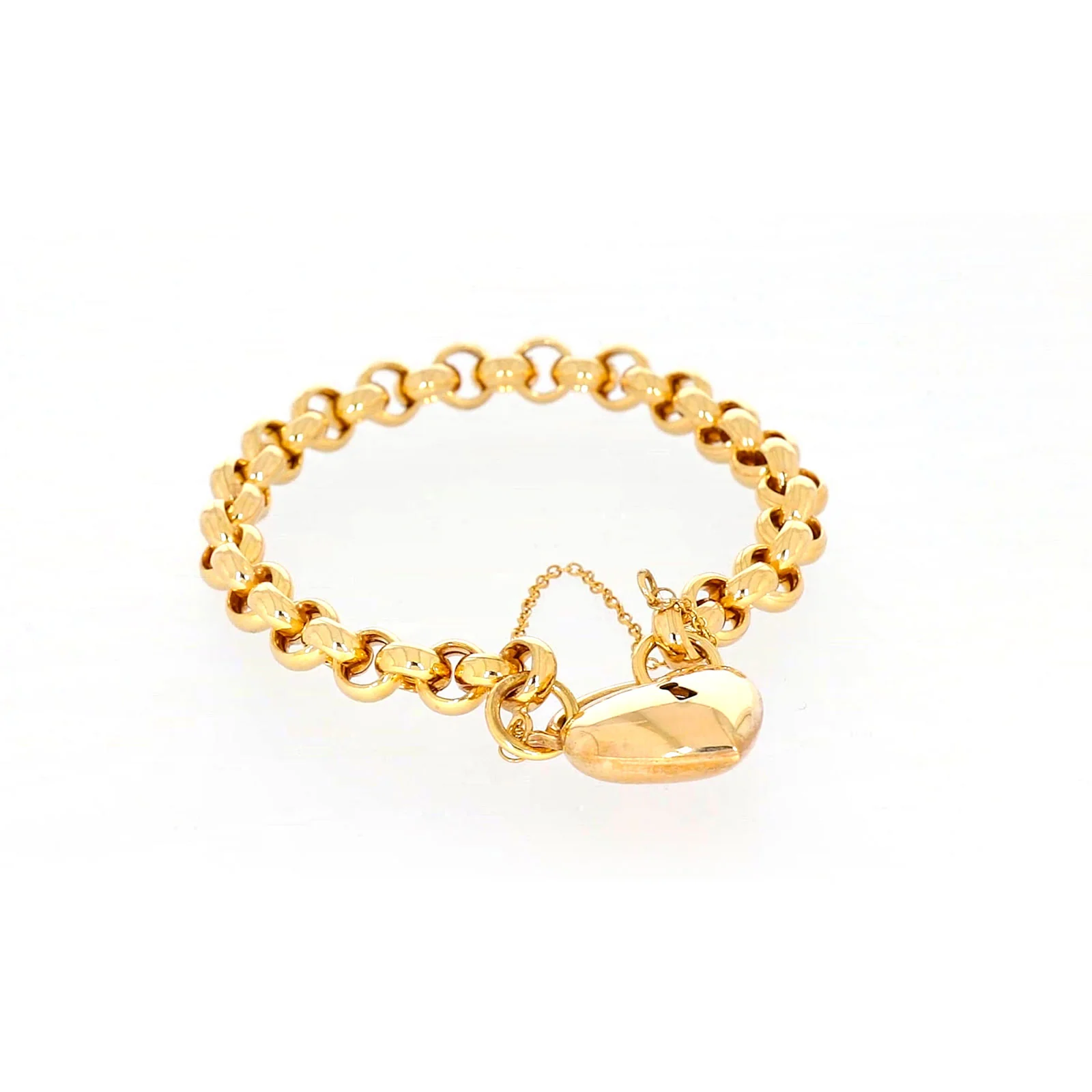 9ct Yellow Gold Silver Filled 20cm Round Belcher Heart Padlock - Image 71