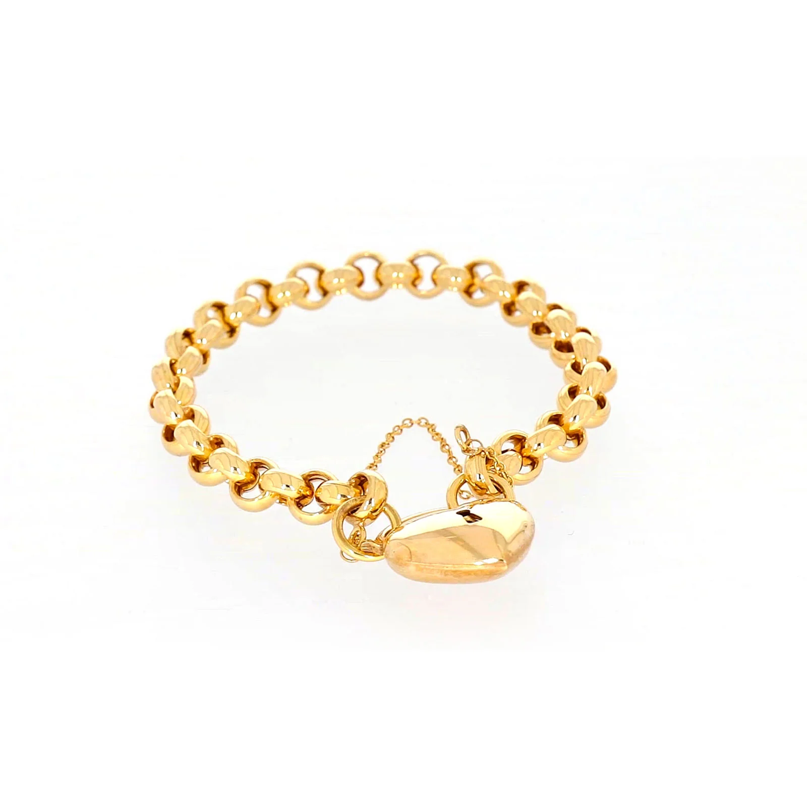9ct Yellow Gold Silver Filled 20cm Round Belcher Heart Padlock - Image 72