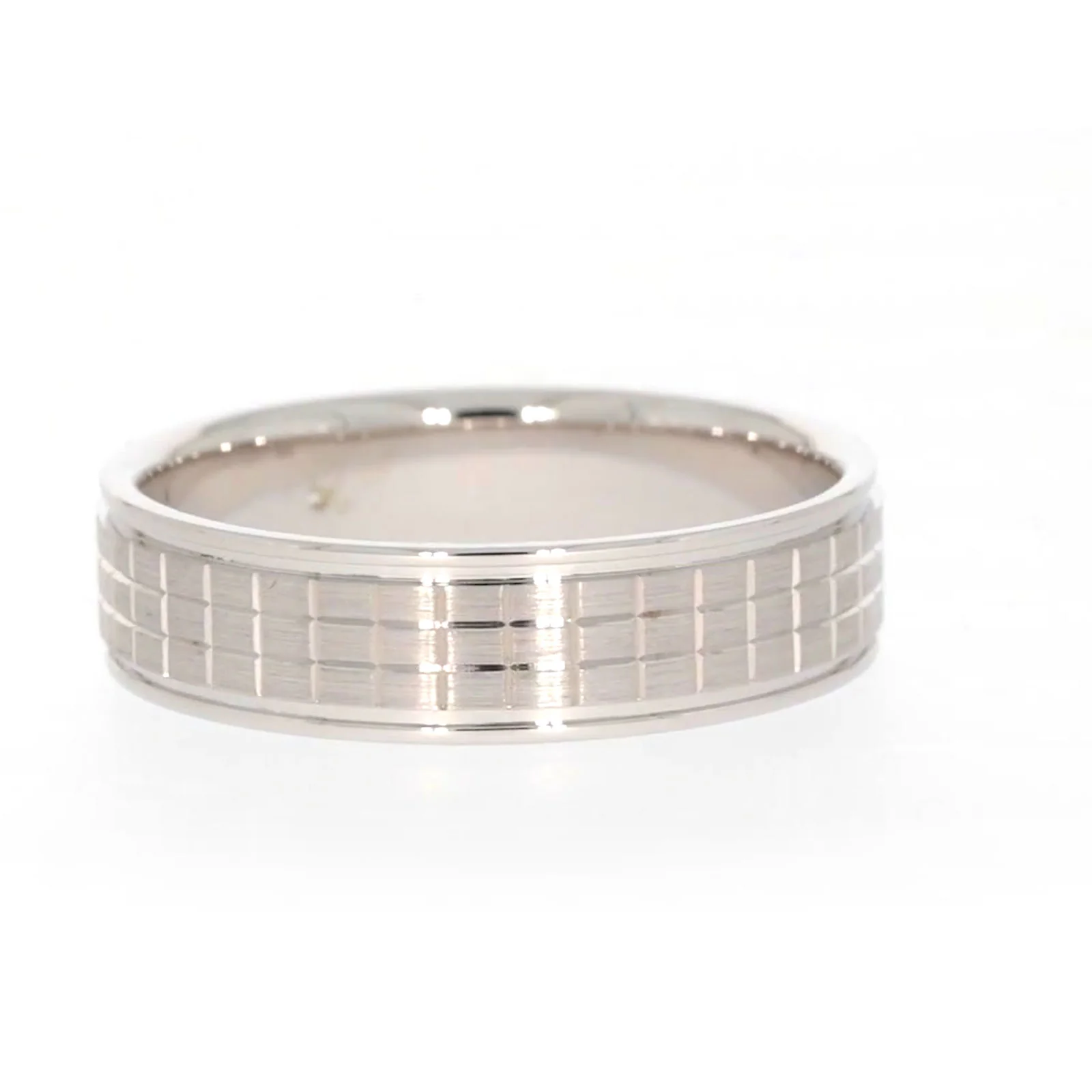 Sterling Silver Diamond Set Grid Pattern Mens Ring - Image 32