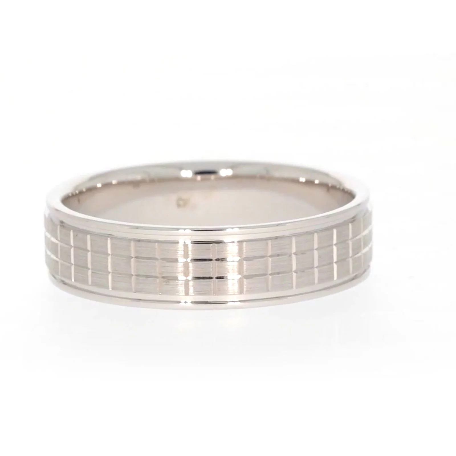 Sterling Silver Diamond Set Grid Pattern Mens Ring - Image 36
