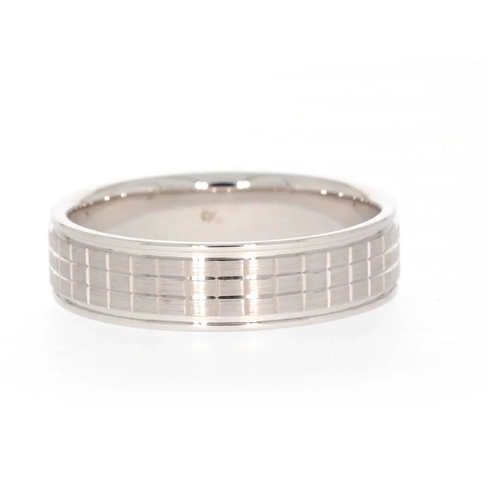 Sterling Silver Diamond Set Grid Pattern Mens Ring - Image 37