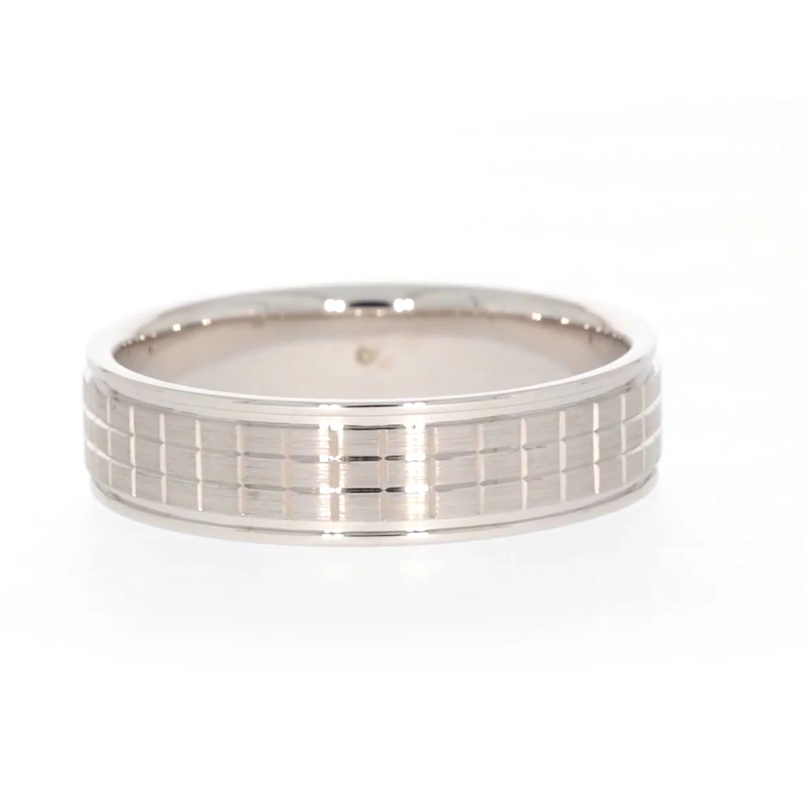 Sterling Silver Diamond Set Grid Pattern Mens Ring - Image 38