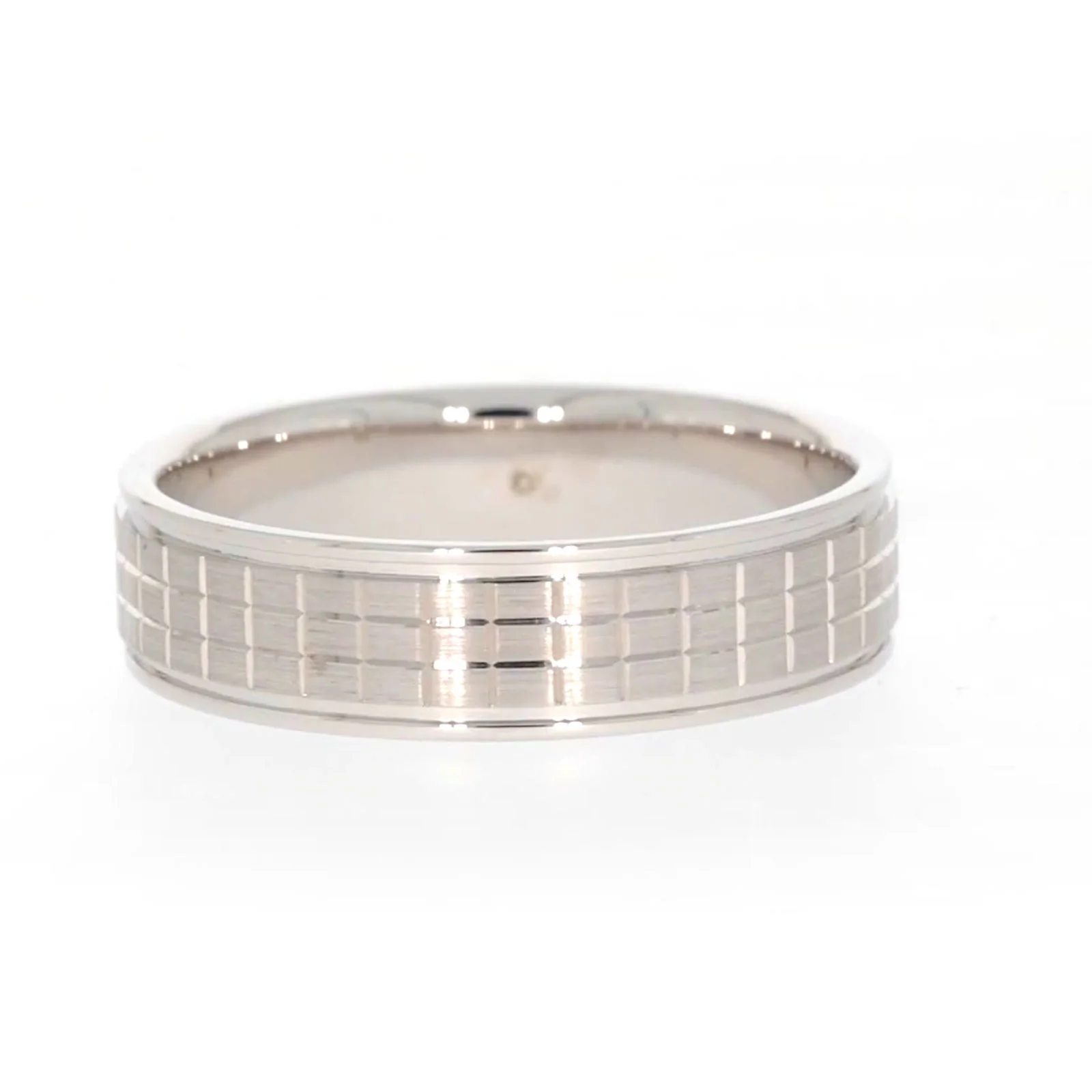 Sterling Silver Diamond Set Grid Pattern Mens Ring - Image 39