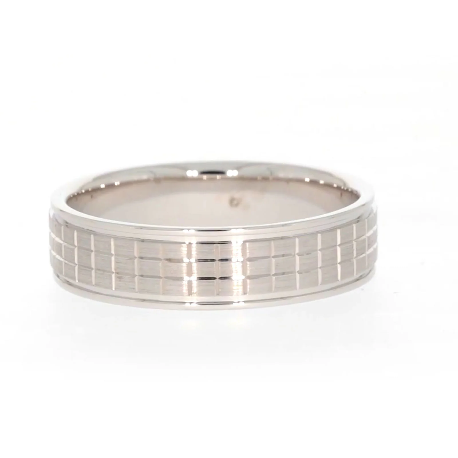Sterling Silver Diamond Set Grid Pattern Mens Ring - Image 40