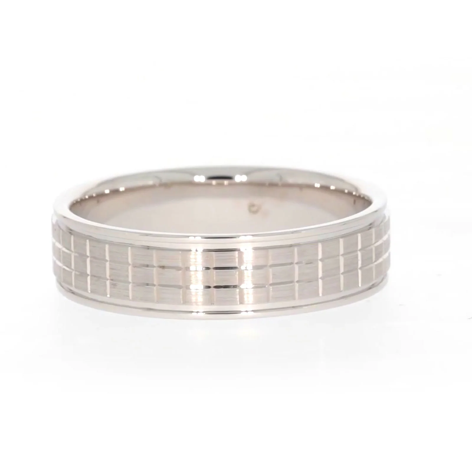 Sterling Silver Diamond Set Grid Pattern Mens Ring - Image 41