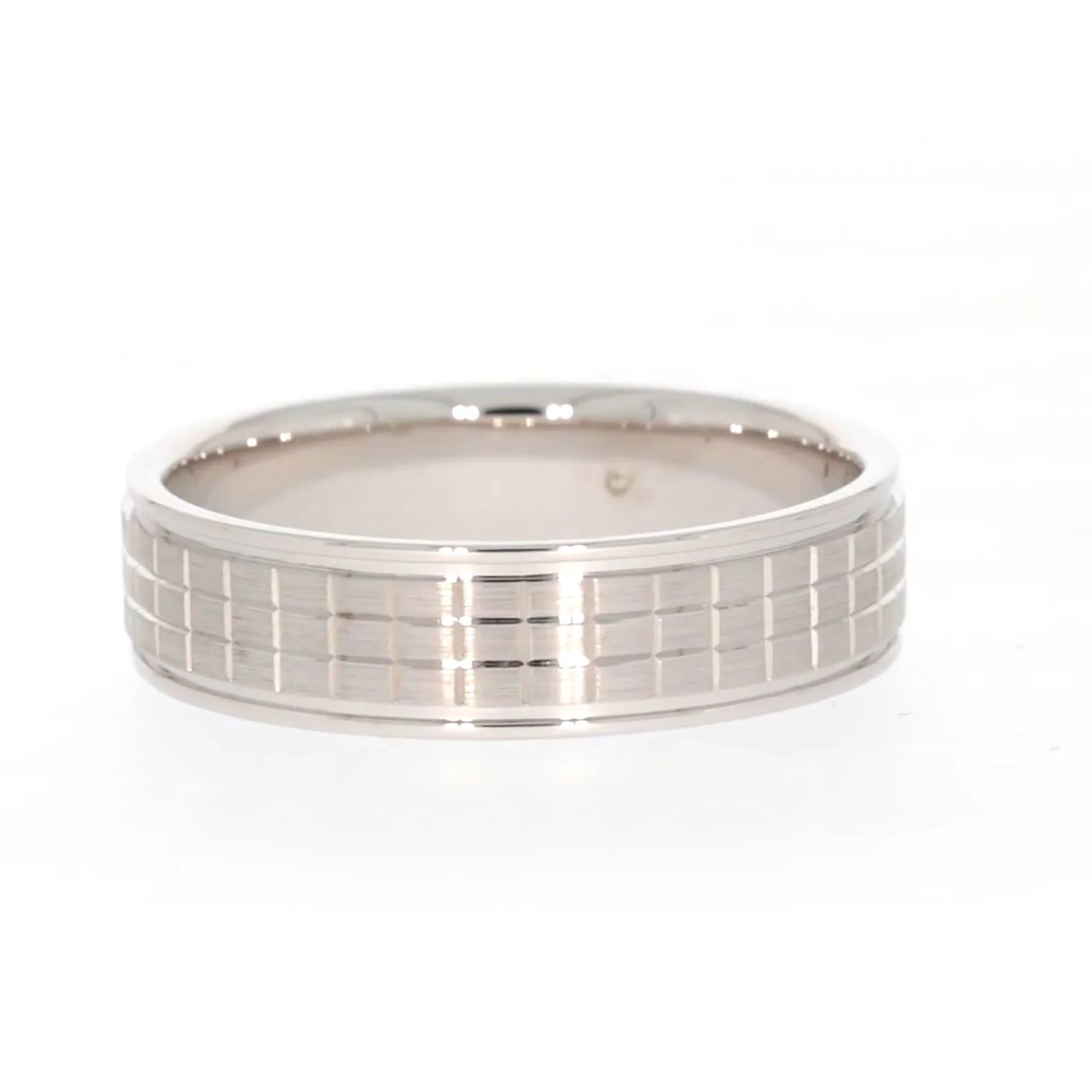 Sterling Silver Diamond Set Grid Pattern Mens Ring - Image 42