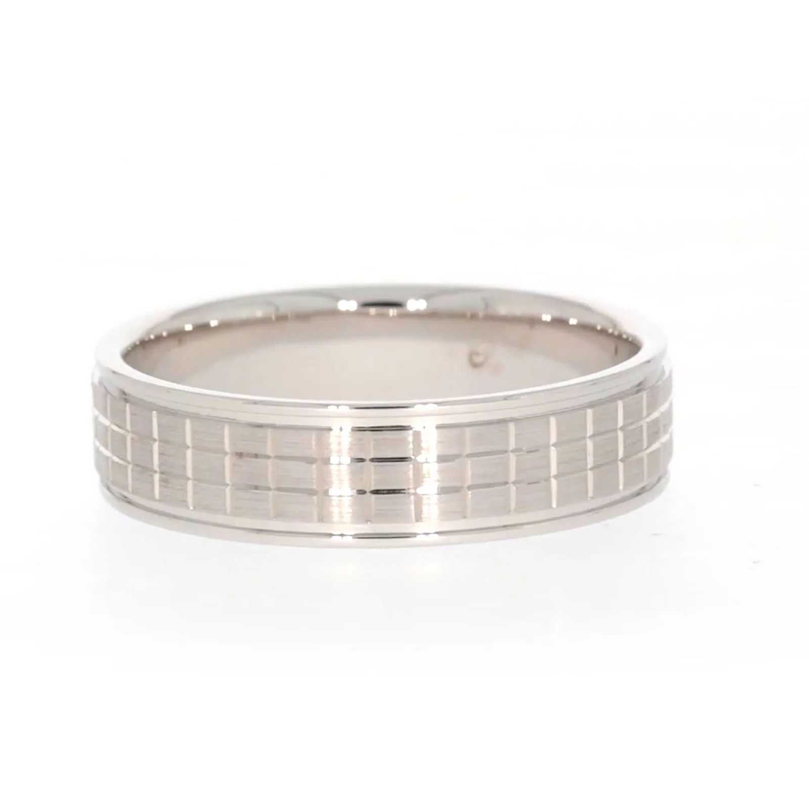 Sterling Silver Diamond Set Grid Pattern Mens Ring - Image 43