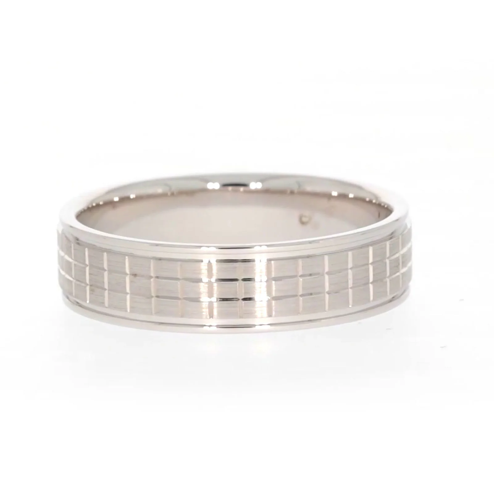 Sterling Silver Diamond Set Grid Pattern Mens Ring - Image 44