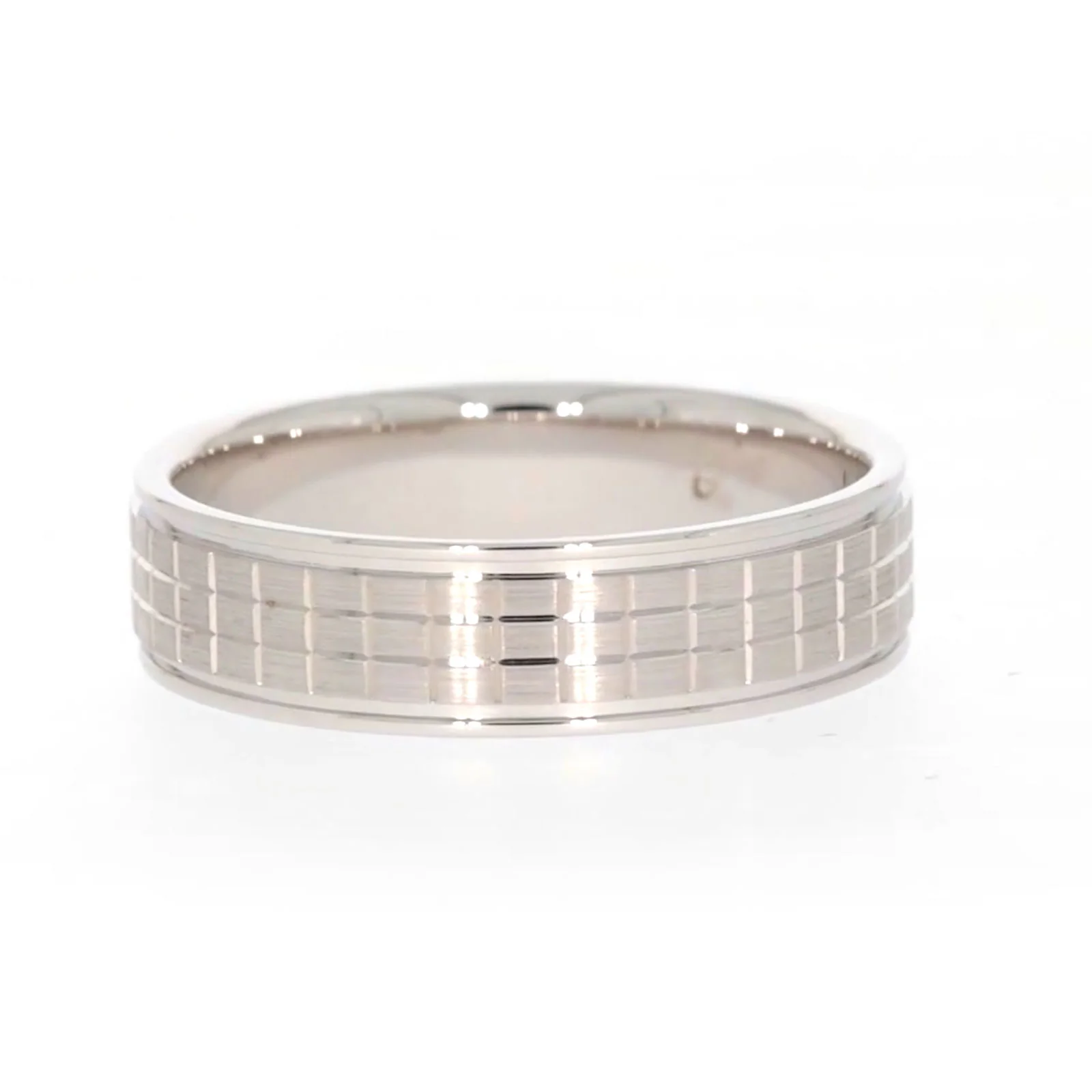 Sterling Silver Diamond Set Grid Pattern Mens Ring - Image 45