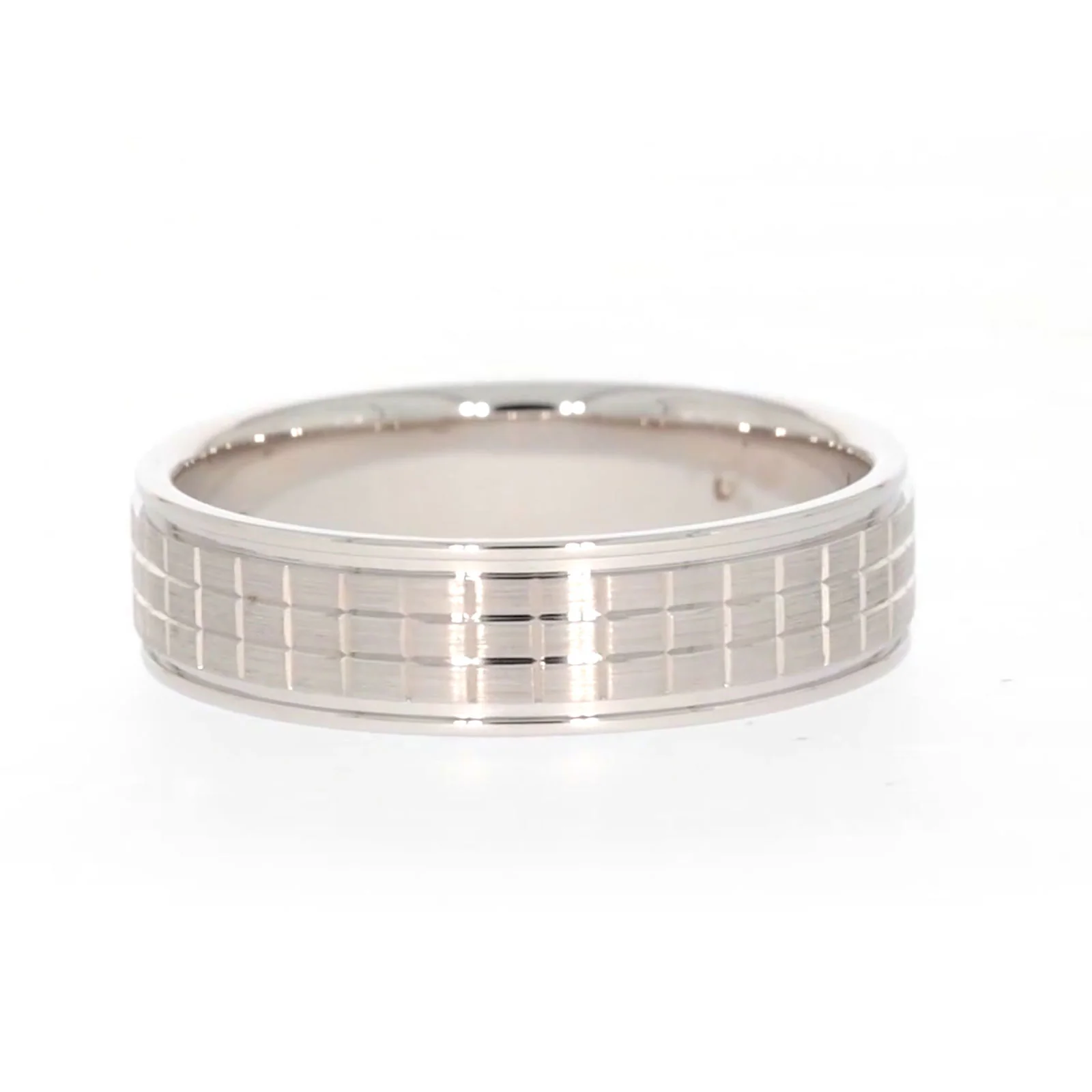 Sterling Silver Diamond Set Grid Pattern Mens Ring - Image 46
