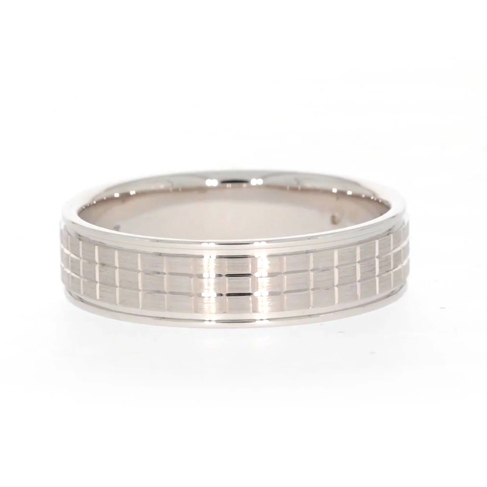 Sterling Silver Diamond Set Grid Pattern Mens Ring - Image 47