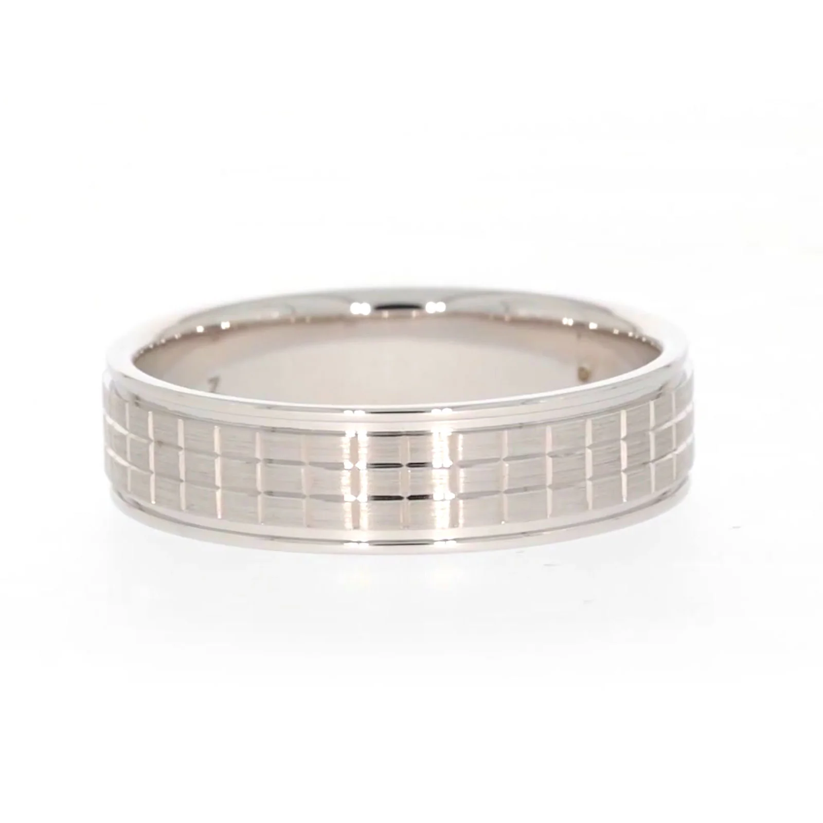 Sterling Silver Diamond Set Grid Pattern Mens Ring - Image 48