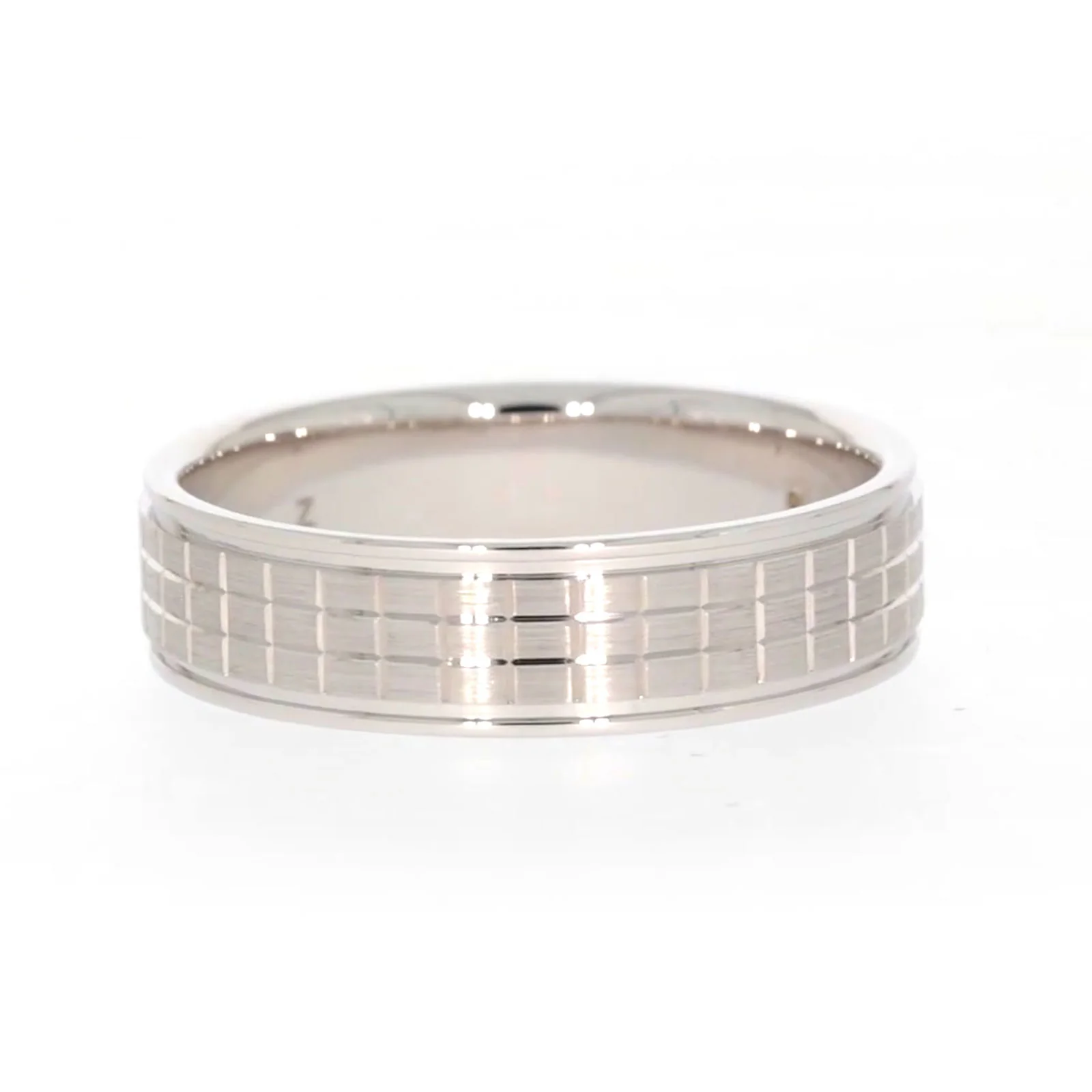 Sterling Silver Diamond Set Grid Pattern Mens Ring - Image 49