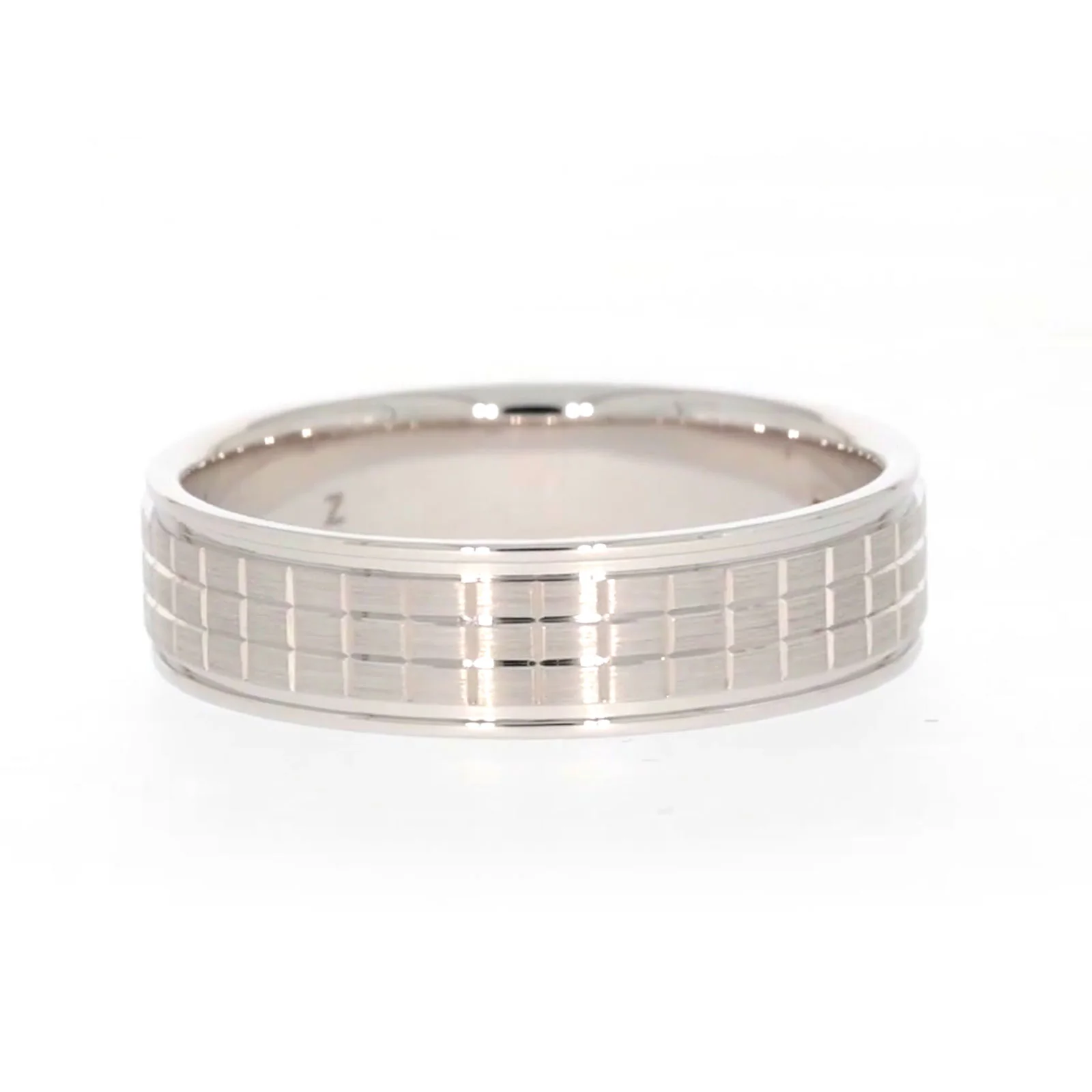 Sterling Silver Diamond Set Grid Pattern Mens Ring - Image 50