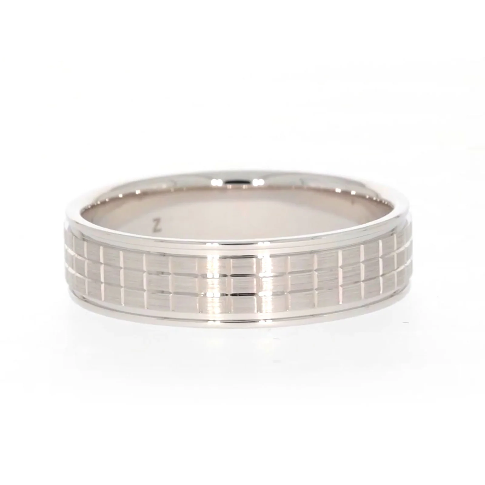 Sterling Silver Diamond Set Grid Pattern Mens Ring - Image 51