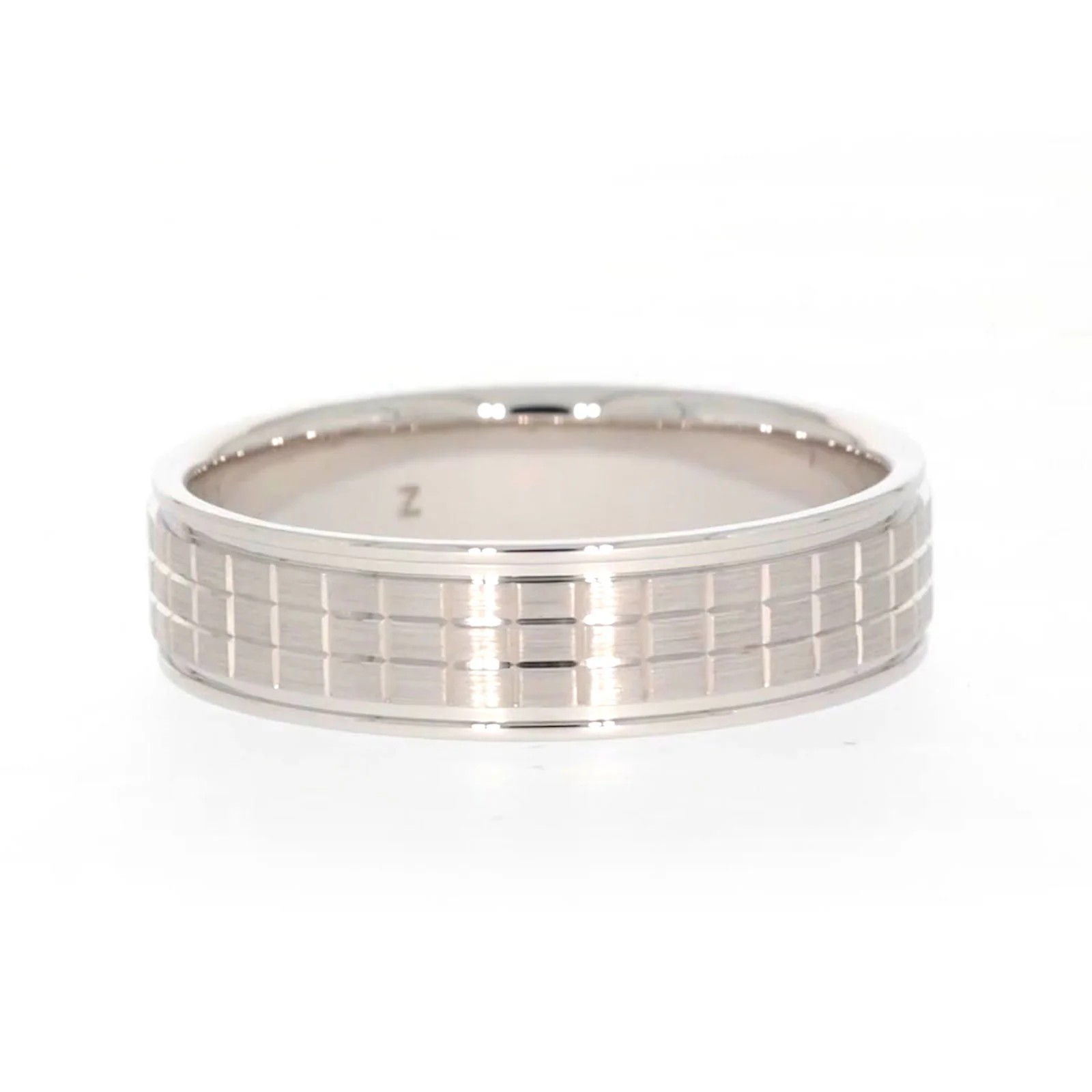 Sterling Silver Diamond Set Grid Pattern Mens Ring - Image 53