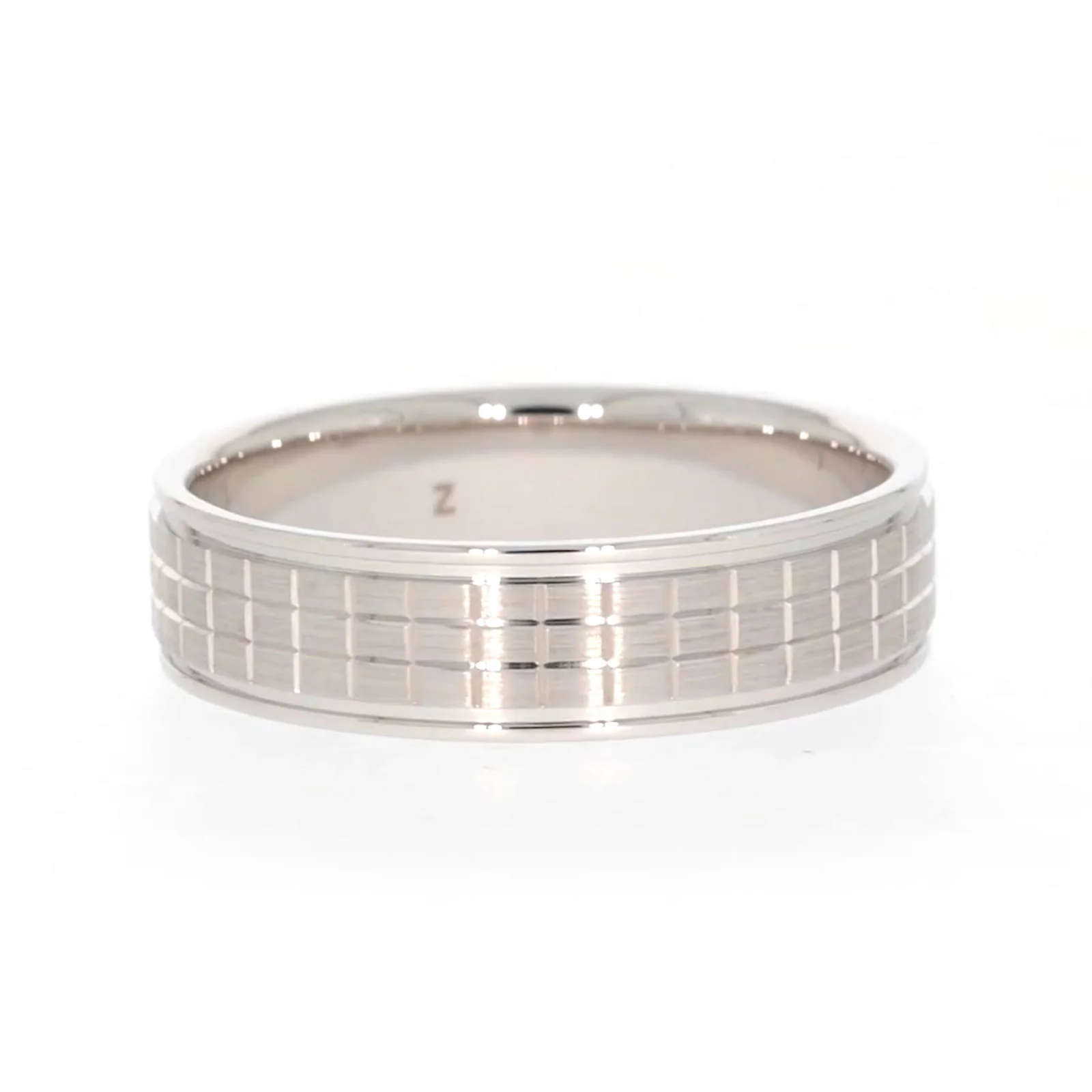 Sterling Silver Diamond Set Grid Pattern Mens Ring - Image 54