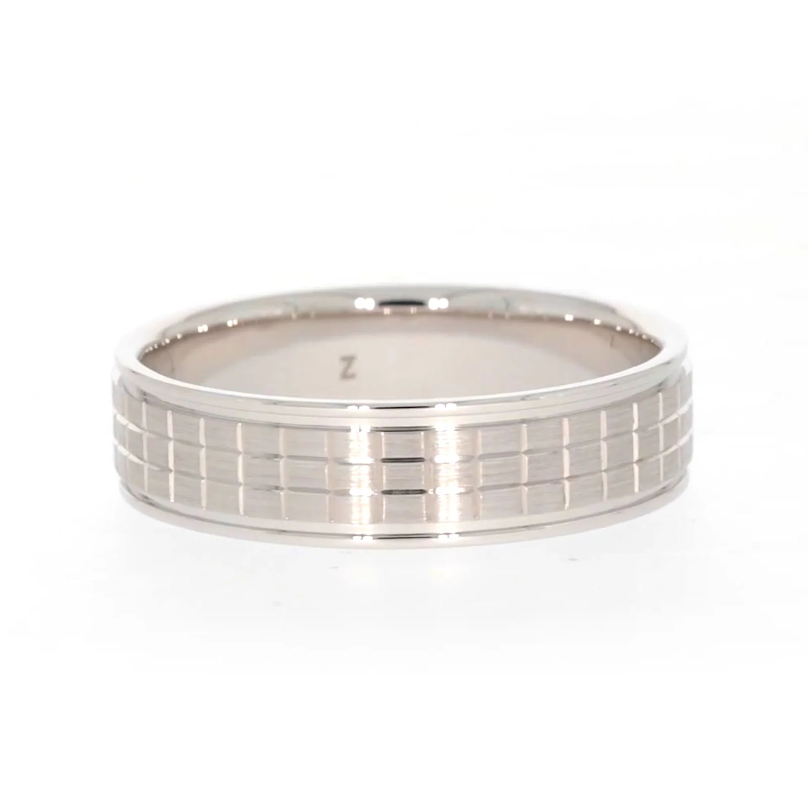 Sterling Silver Diamond Set Grid Pattern Mens Ring - Image 55