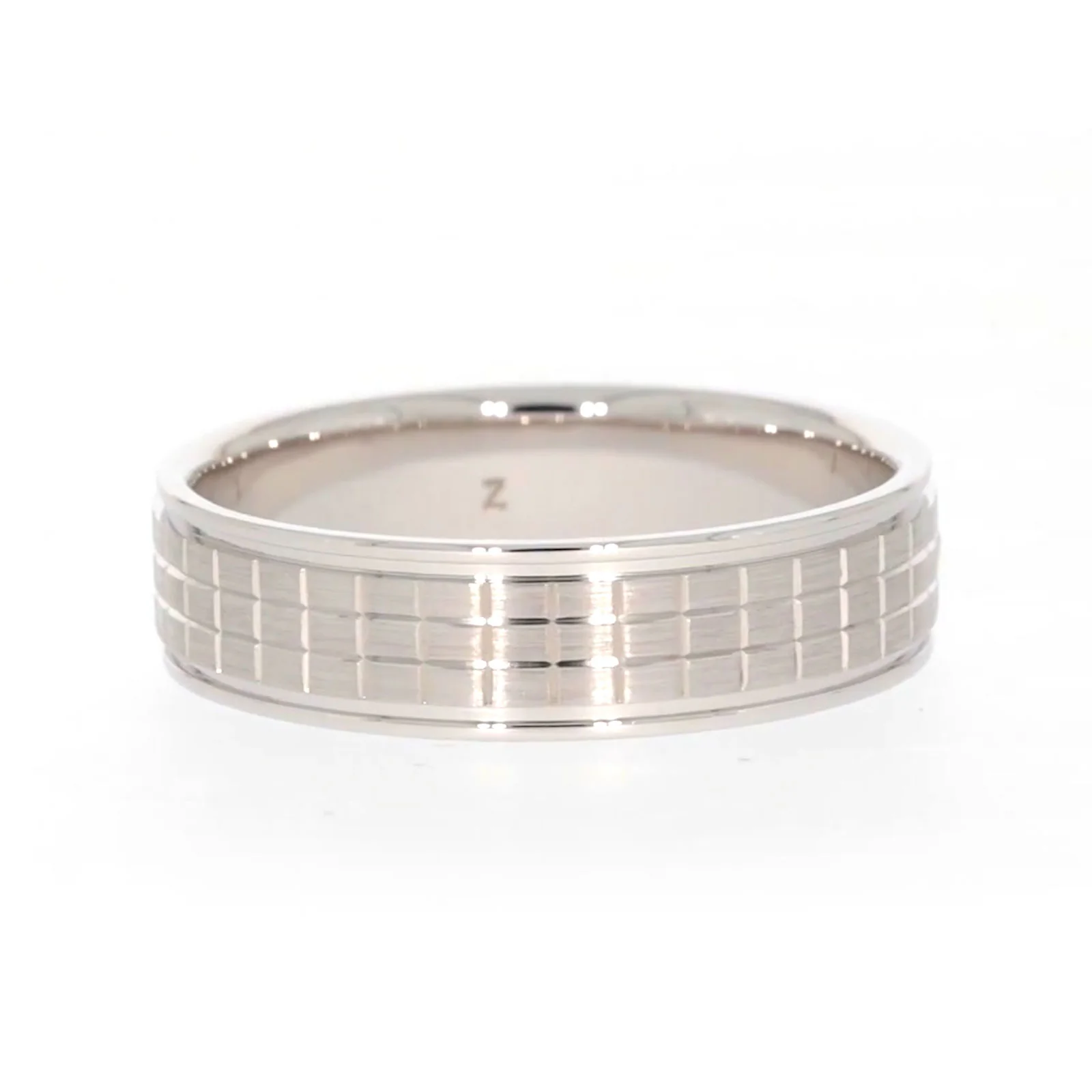 Sterling Silver Diamond Set Grid Pattern Mens Ring - Image 56