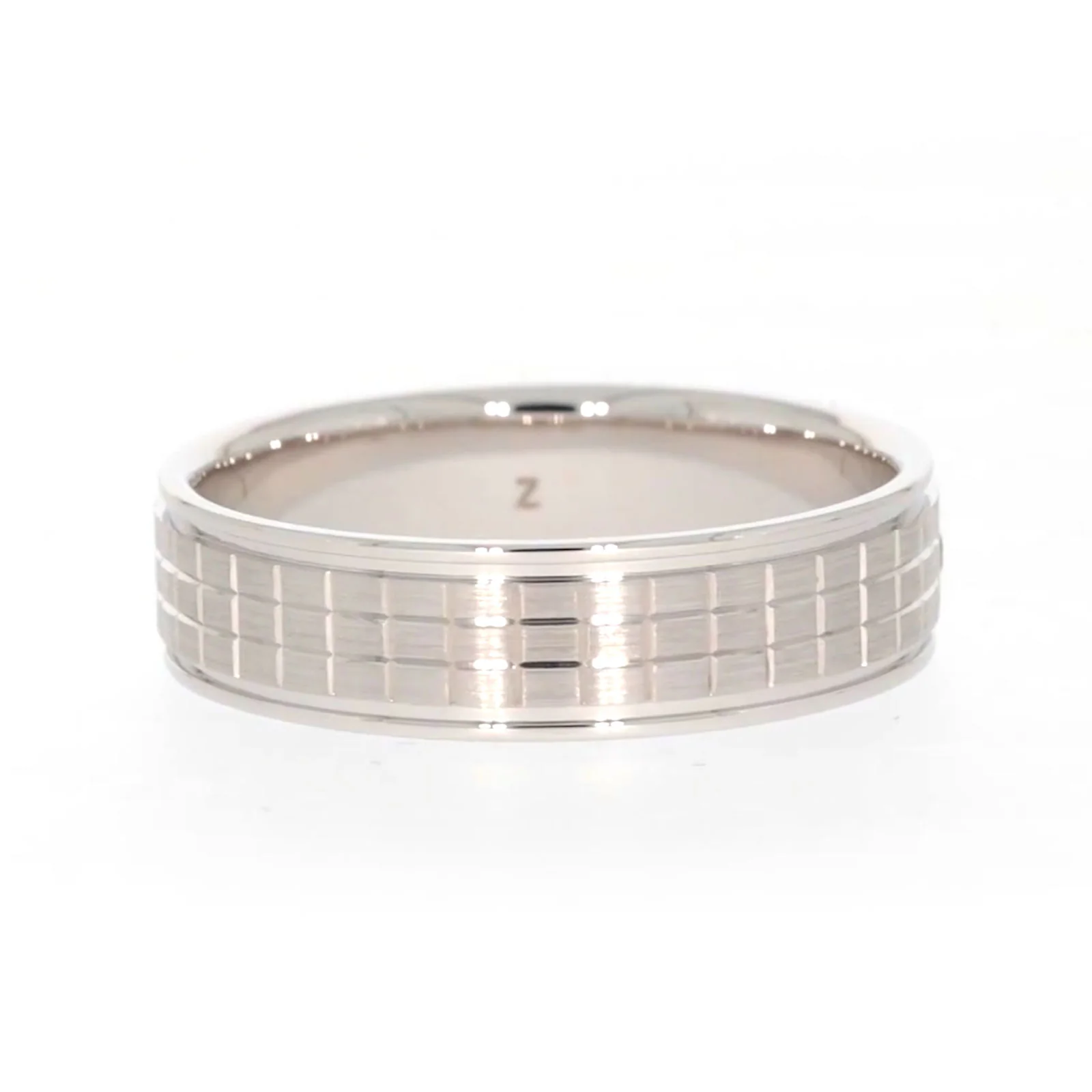 Sterling Silver Diamond Set Grid Pattern Mens Ring - Image 57