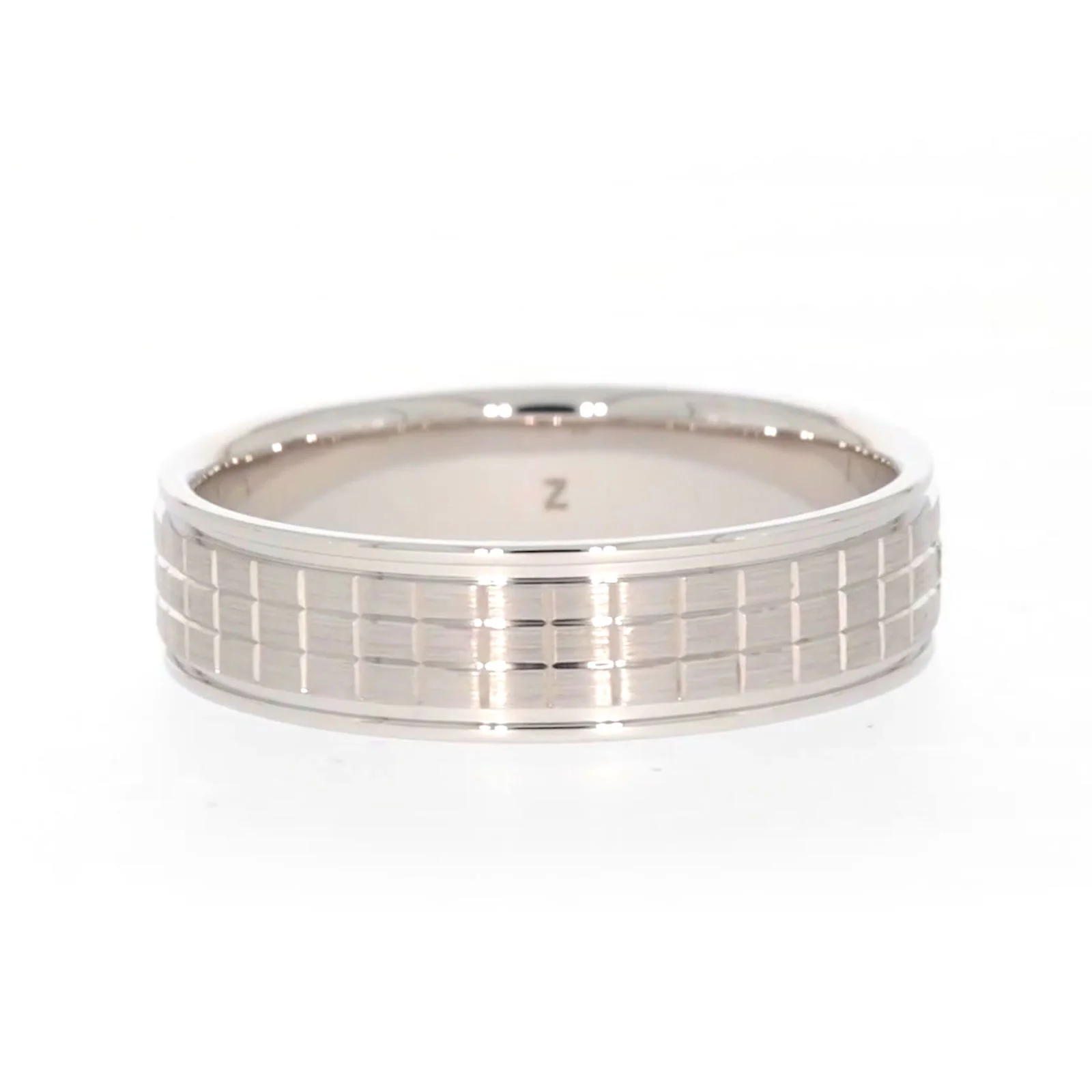Sterling Silver Diamond Set Grid Pattern Mens Ring - Image 58