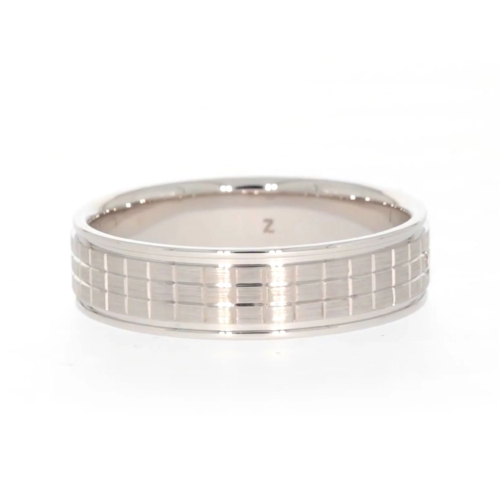 Sterling Silver Diamond Set Grid Pattern Mens Ring - Image 59