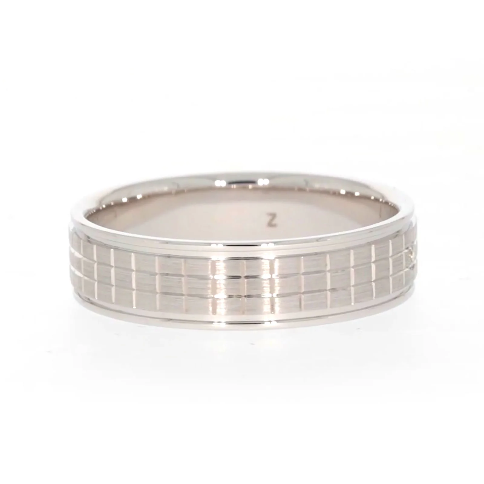 Sterling Silver Diamond Set Grid Pattern Mens Ring - Image 60