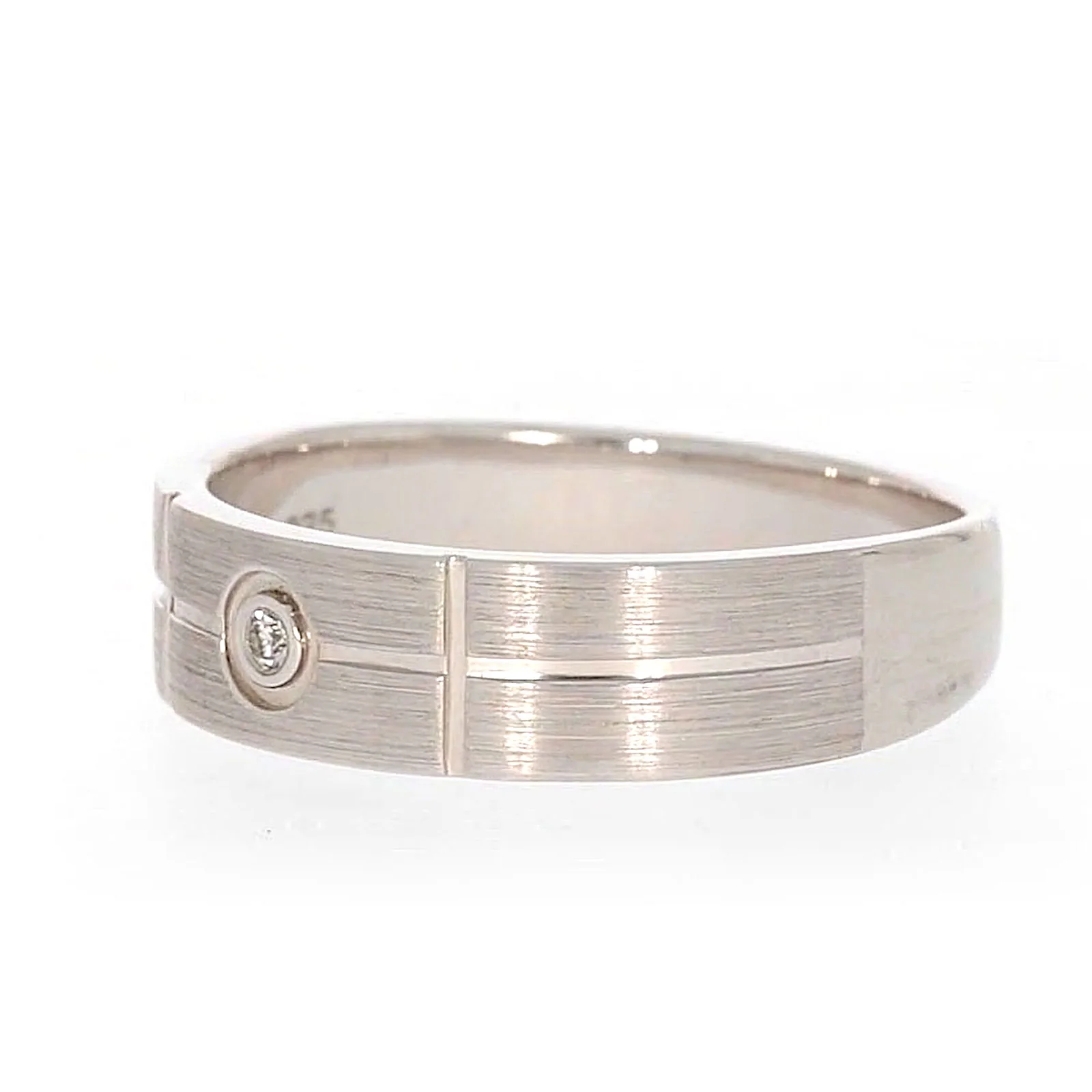 Sterling Silver Diamond Set Six Grid Design Mens Ring - Image 10