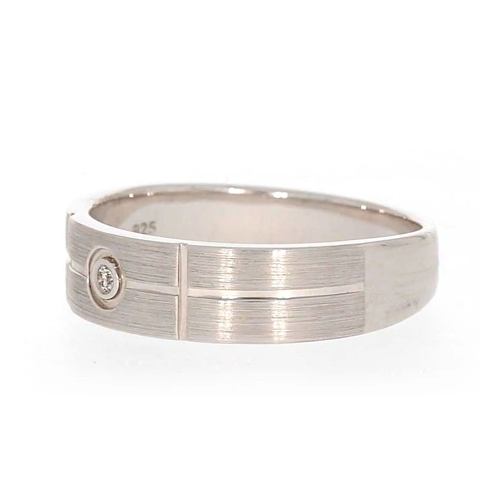 Sterling Silver Diamond Set Six Grid Design Mens Ring - Image 11