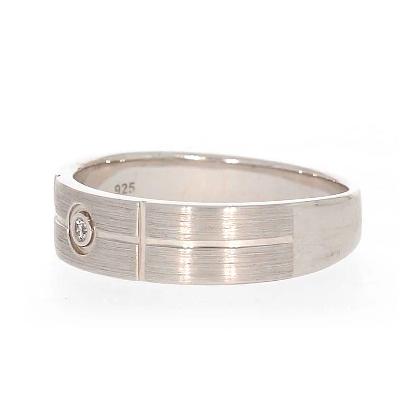 Sterling Silver Diamond Set Six Grid Design Mens Ring - Image 12