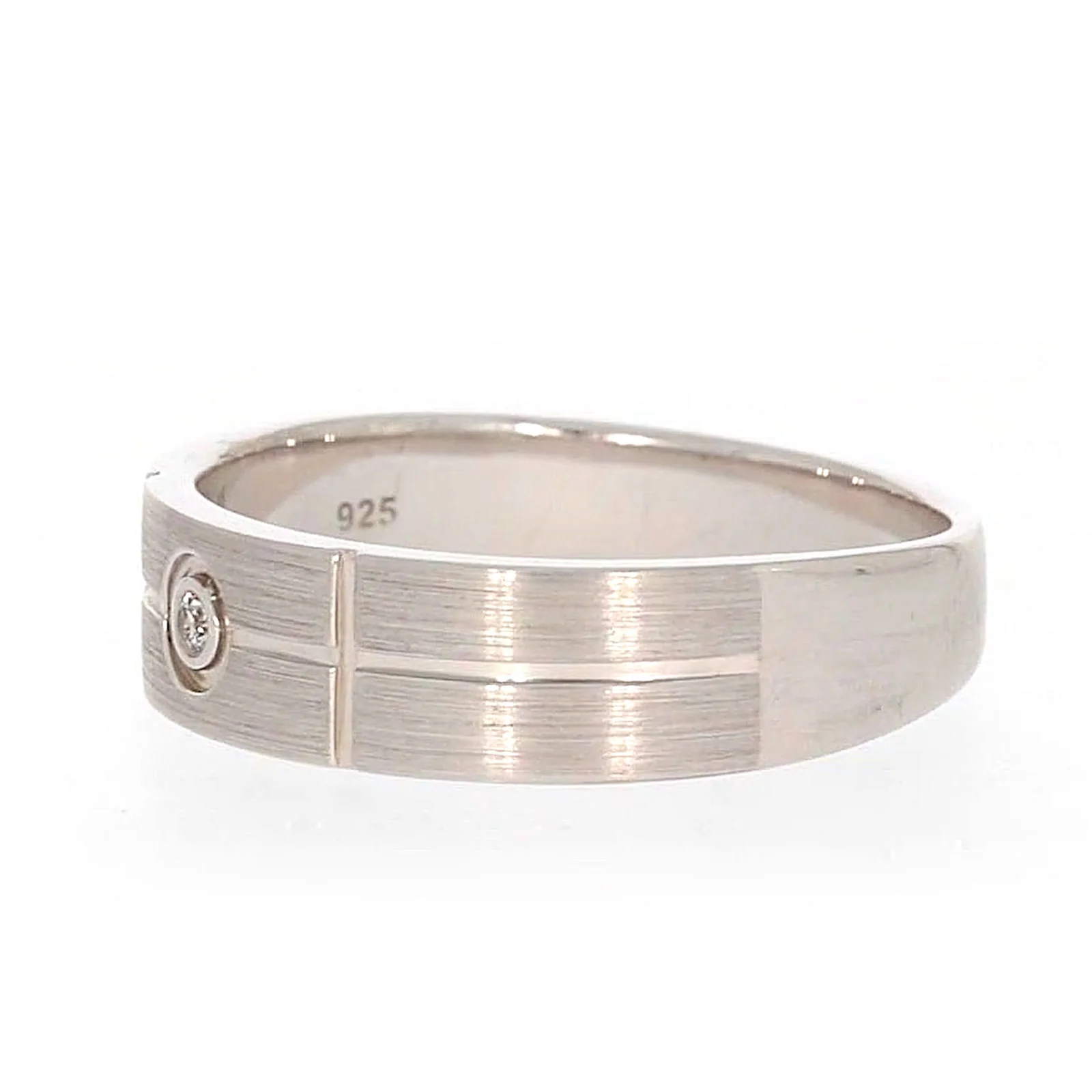 Sterling Silver Diamond Set Six Grid Design Mens Ring - Image 13