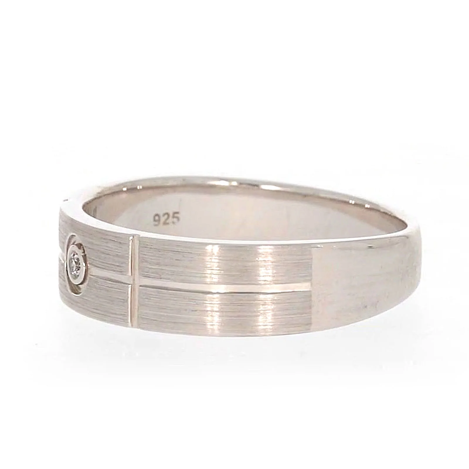 Sterling Silver Diamond Set Six Grid Design Mens Ring - Image 14