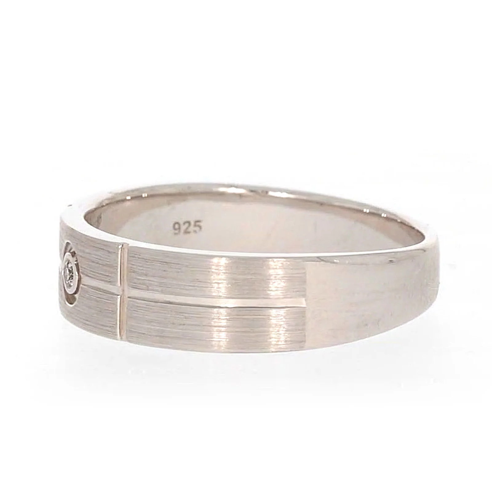 Sterling Silver Diamond Set Six Grid Design Mens Ring - Image 15